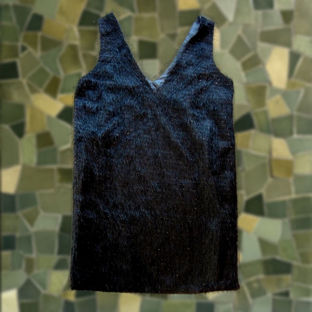 Vintage NWT Fashion Union Black Furry Silver Tunic Tank Dress M/8 Shirt/ Tank Dress Size M / US 6-8 / IT 42-44 - 1 Thumbnail