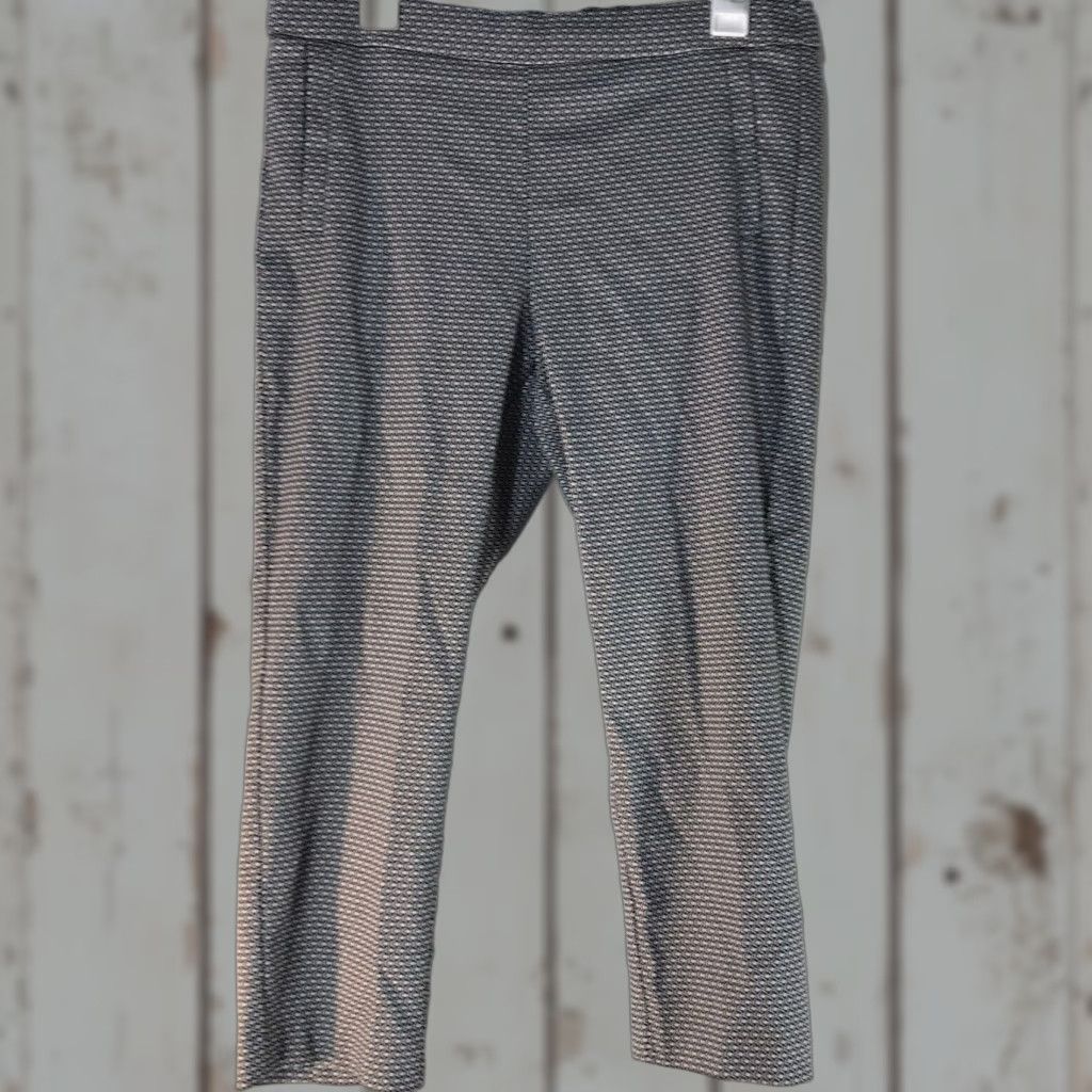 Vintage VINTAGE ELLE Women’s Cropped Pants Black/White Geometric Pattern Size L Casual Business Workwear Size 36" / US 14 / IT 50 - 1 Thumbnail
