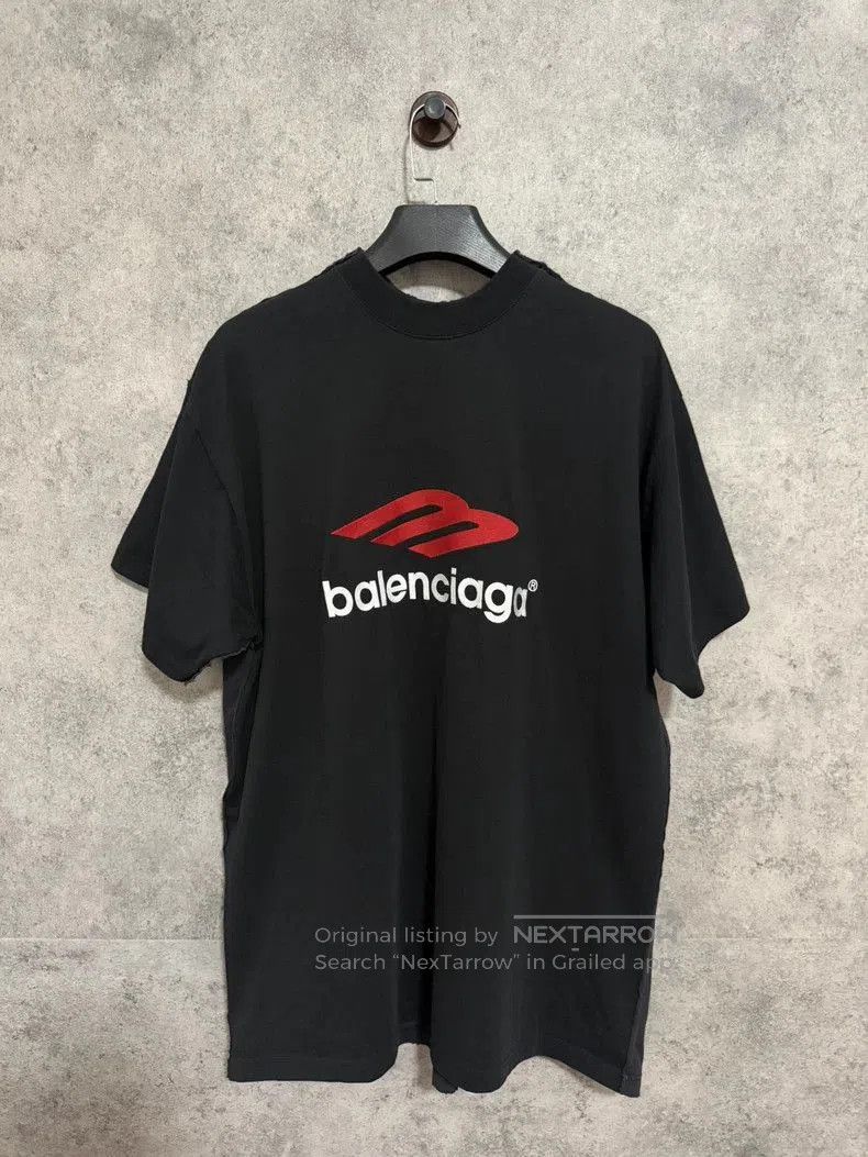 Balenciaga Balenciaga Black Red Tape Stitch 3B Embroidery Tee. Size US S / EU 44-46 / 1 - 5 Thumbnail