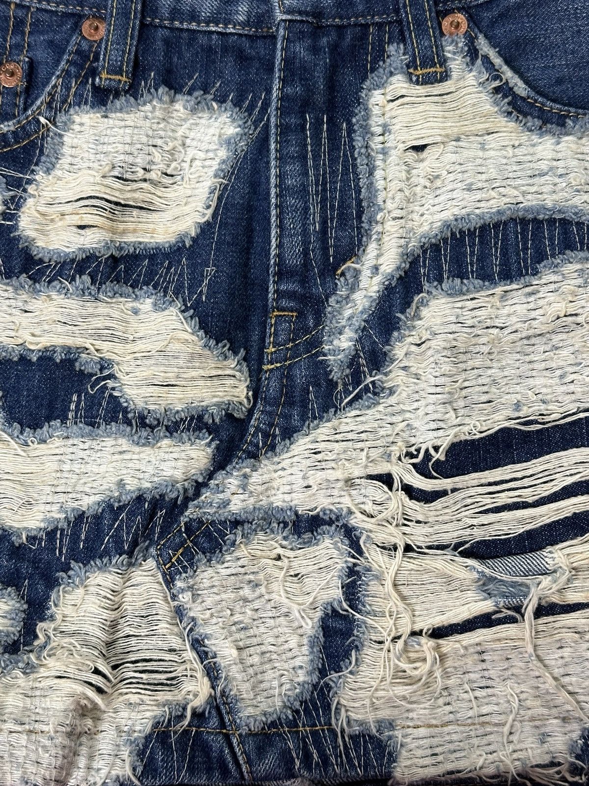 Junya Watanabe JUNYA WATANABE Destroyed Denim Mini Skirt Size 26" / US 2 / IT 38 - 4 Thumbnail