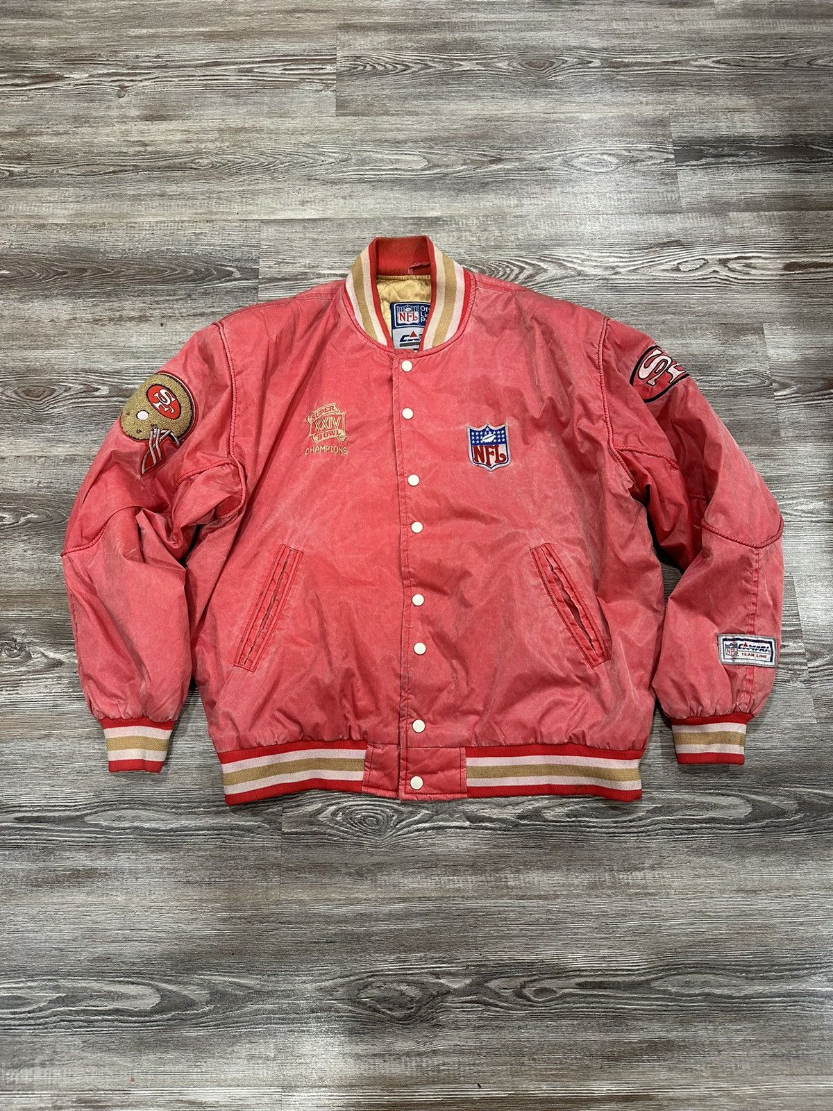 image of Nhl x Vintage 90 S 49Ers San Francisco Bomber Varsity Jacket in Red, Men's (Size XL)