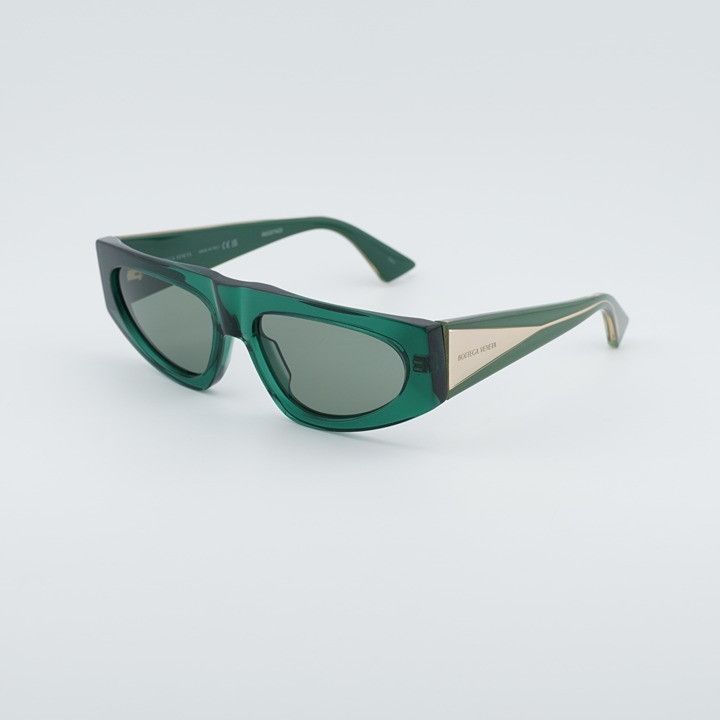Bottega Veneta Bottega Veneta BV1277S 003 Sunglasses Green Cat Eye Frame Size ONE SIZE - 1 Thumbnail