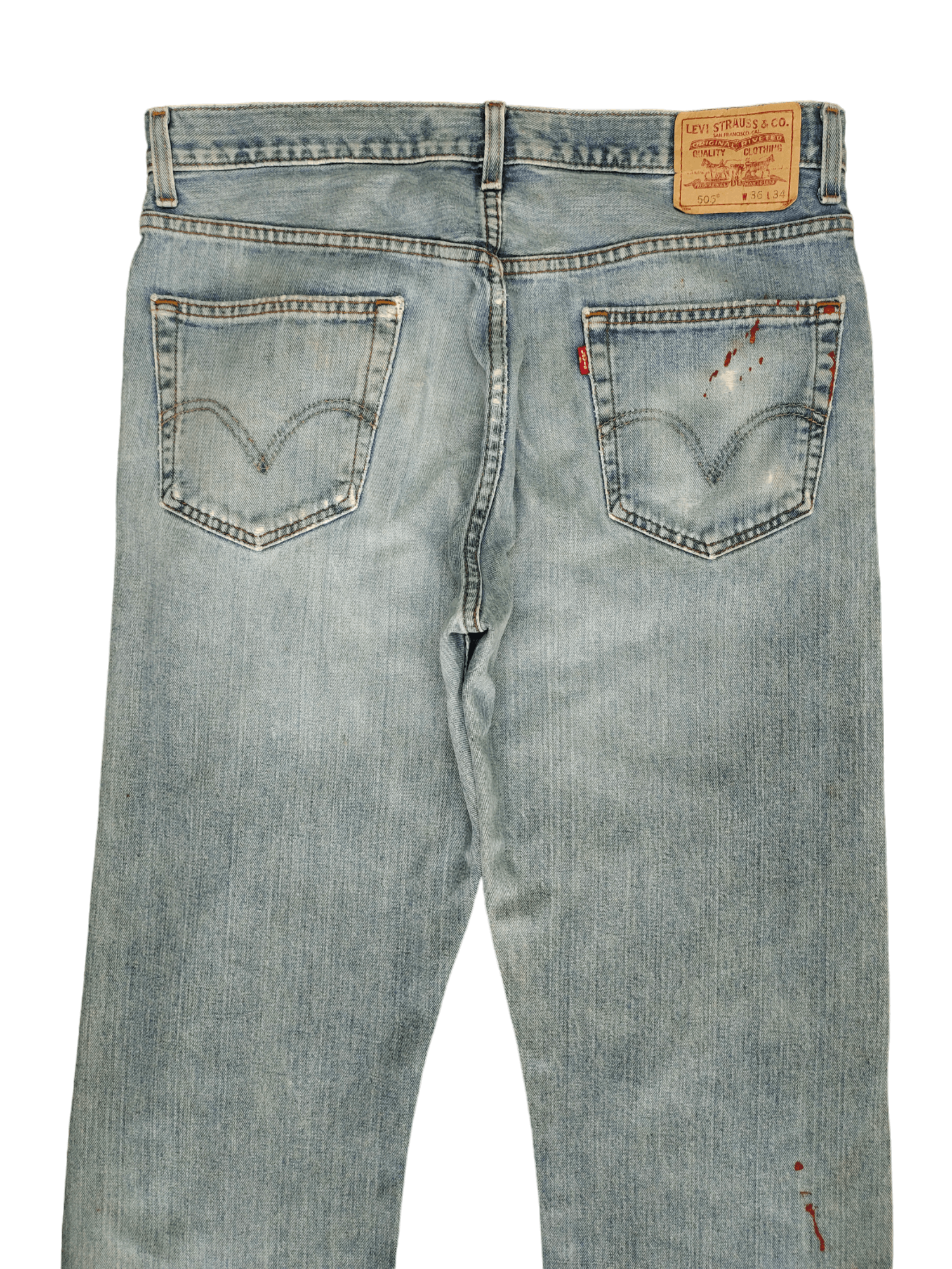 Levi's Size 36x33 Vtg Levis 505 Regular Fit Jean Distressed Painted Size US 36 / EU 52 - 13 Thumbnail