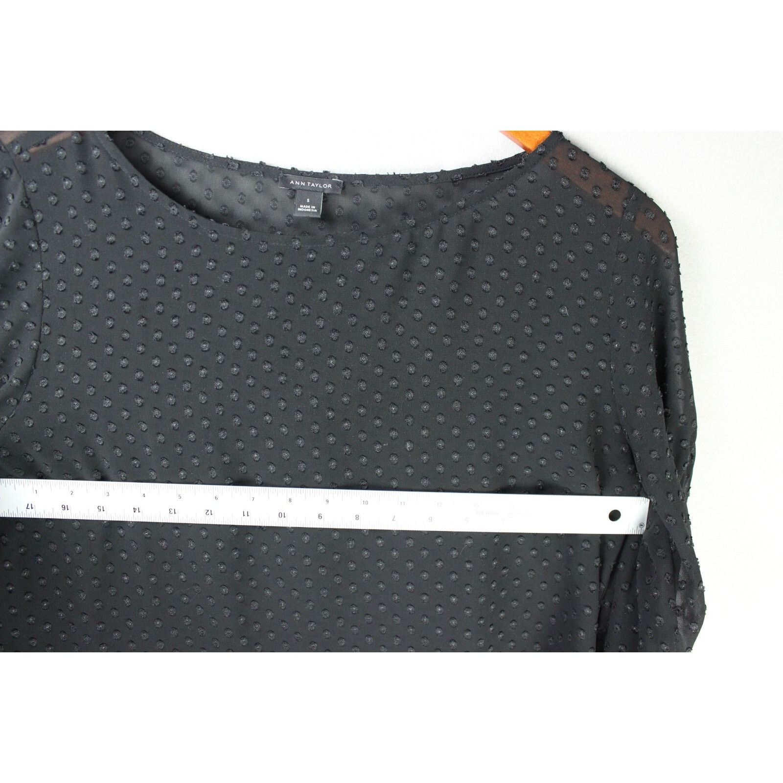 Ann Taylor Ann Taylor Black Sheer - Ruffle Long Sleeve Blouse - Small Size S / US 4 / IT 40 - 5 Thumbnail