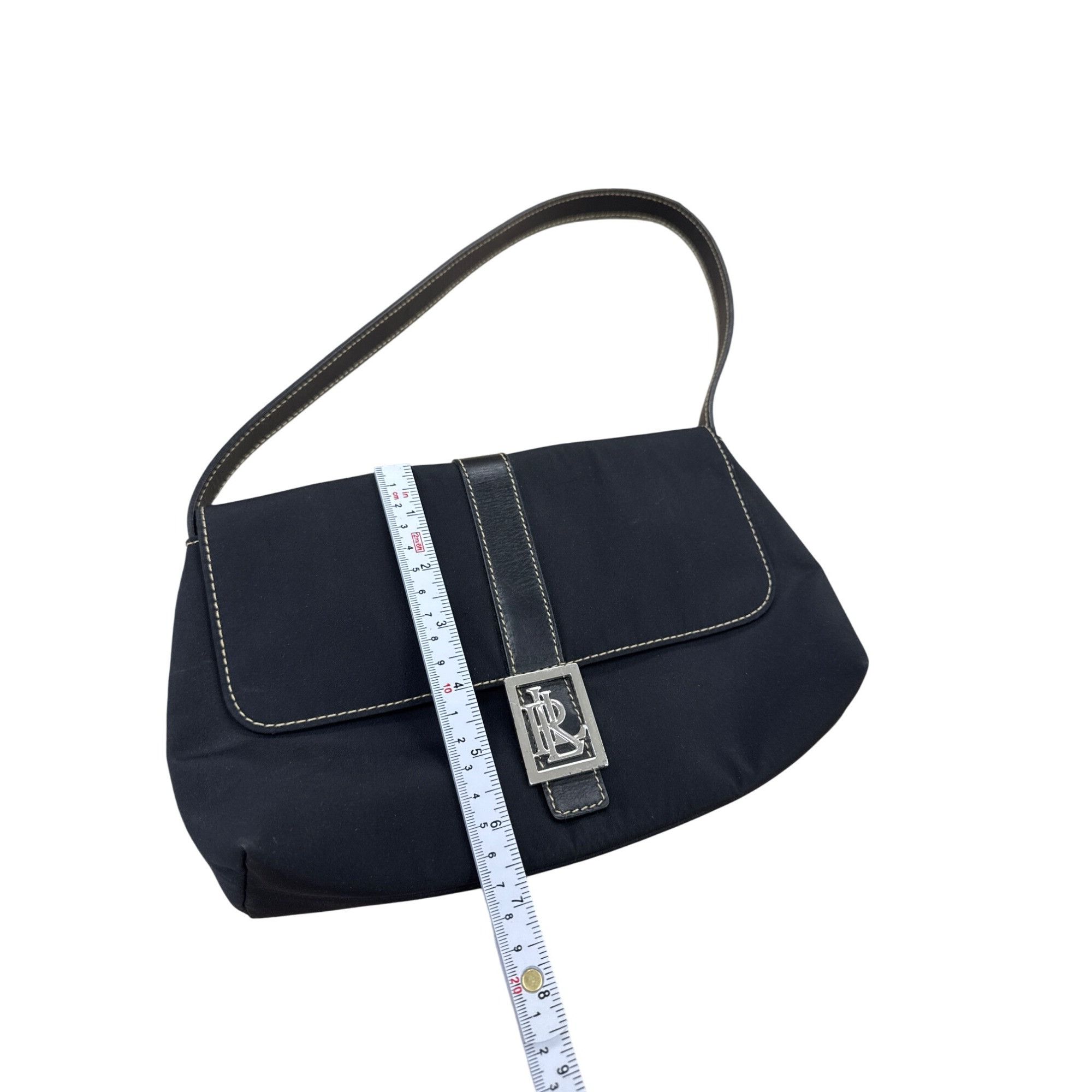 Lauren Ralph Lauren Lauren Ralph Lauren Womens Black Canvas Handbag Purse 7x11 S Size ONE SIZE - 4 Thumbnail