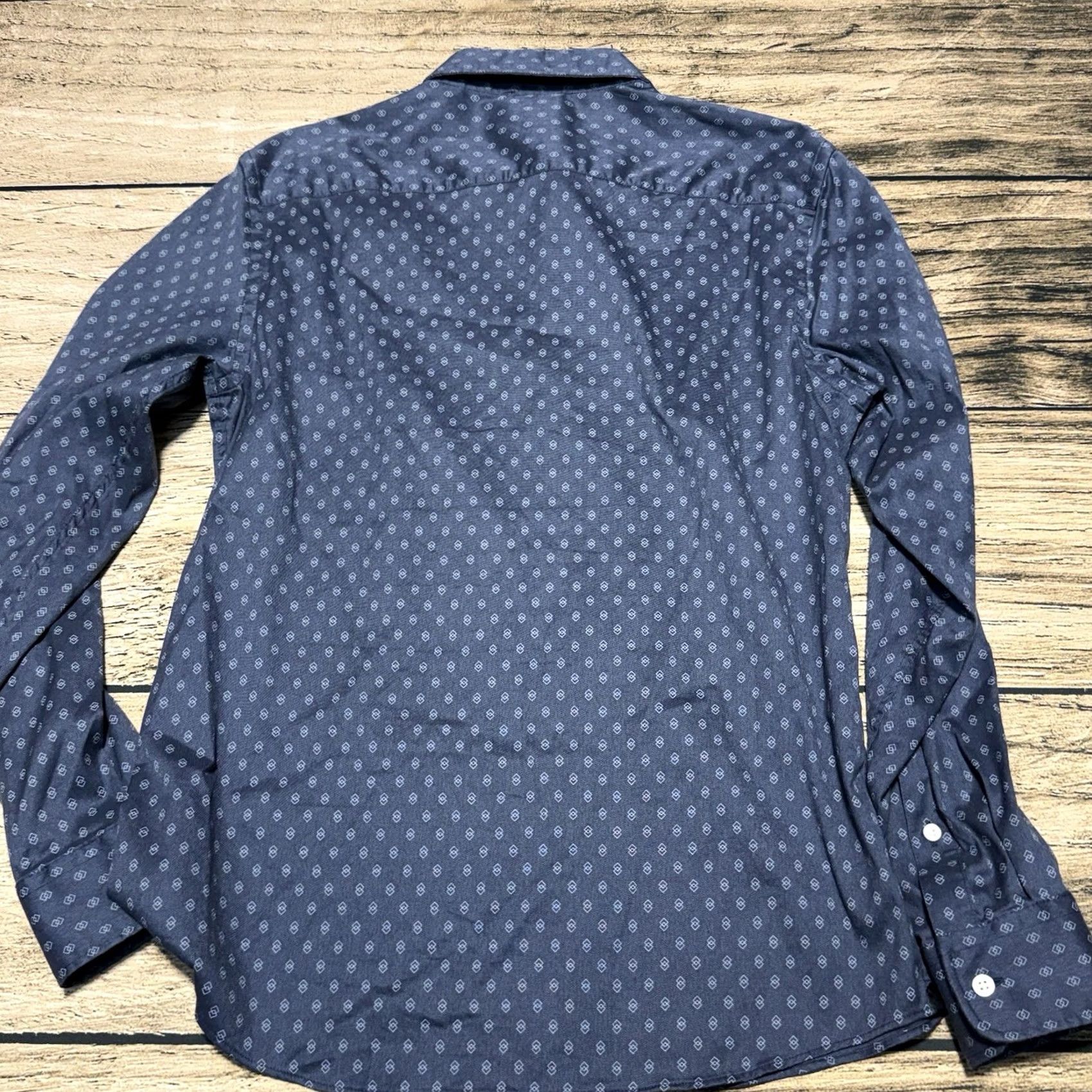 Faherty Faherty Movement Button-Up Shirt Mens M Blue Geometric Long Sleeve Regular Fit, Woven Cotton Blend Size US L / EU 52-54 / 3 - 3 Thumbnail