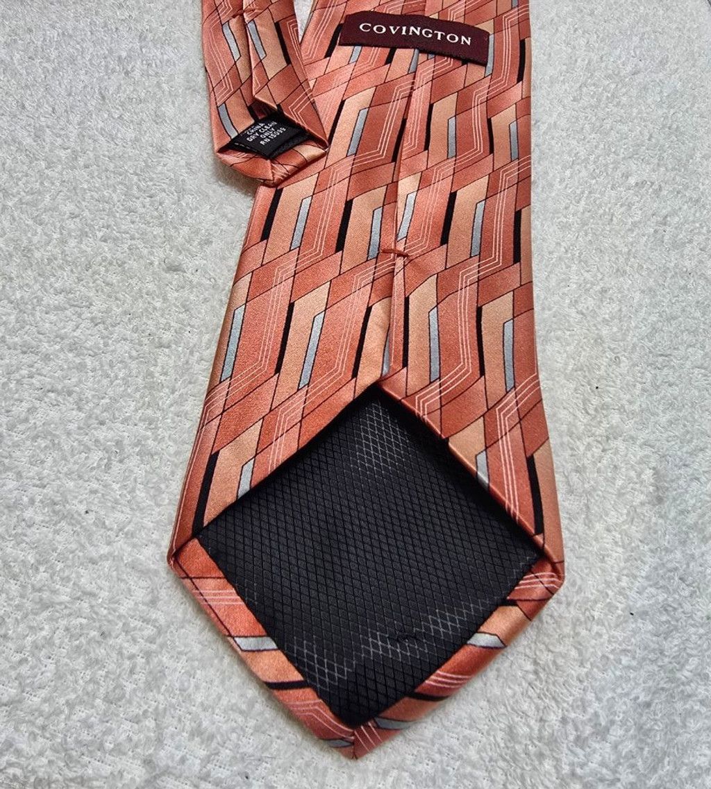 Covington Men's Covington Orange & Blue Geometric All Silk Tie Size ONE SIZE - 3 Thumbnail