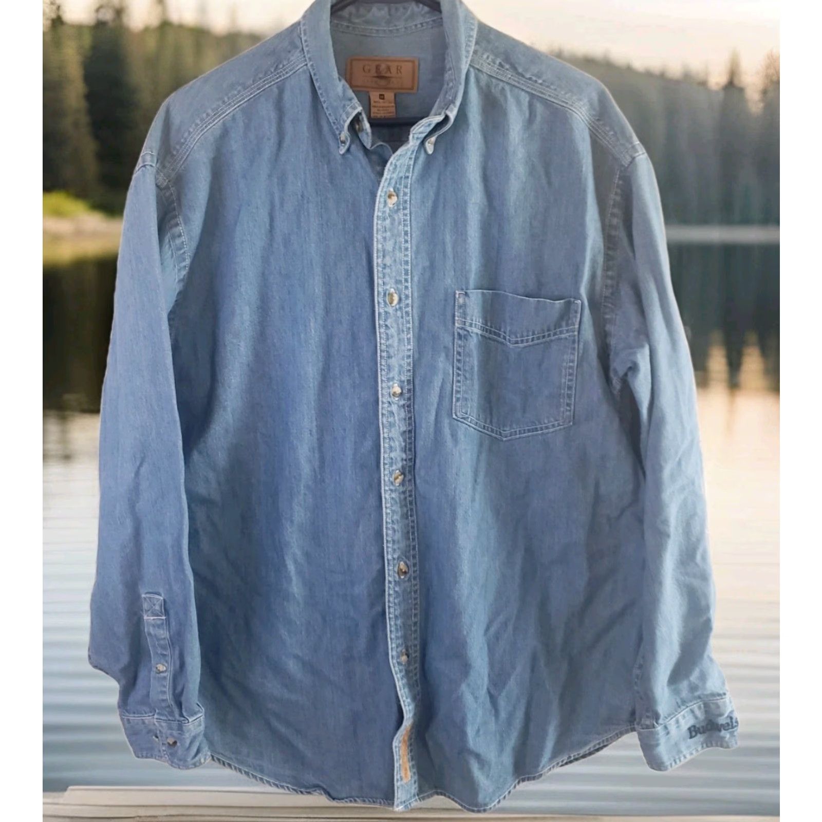 Denime Gear for Sports Men's M Blue Denim Button-Down Long Sleeve Shirt Size US M / EU 48-50 / 2 - 2 Thumbnail