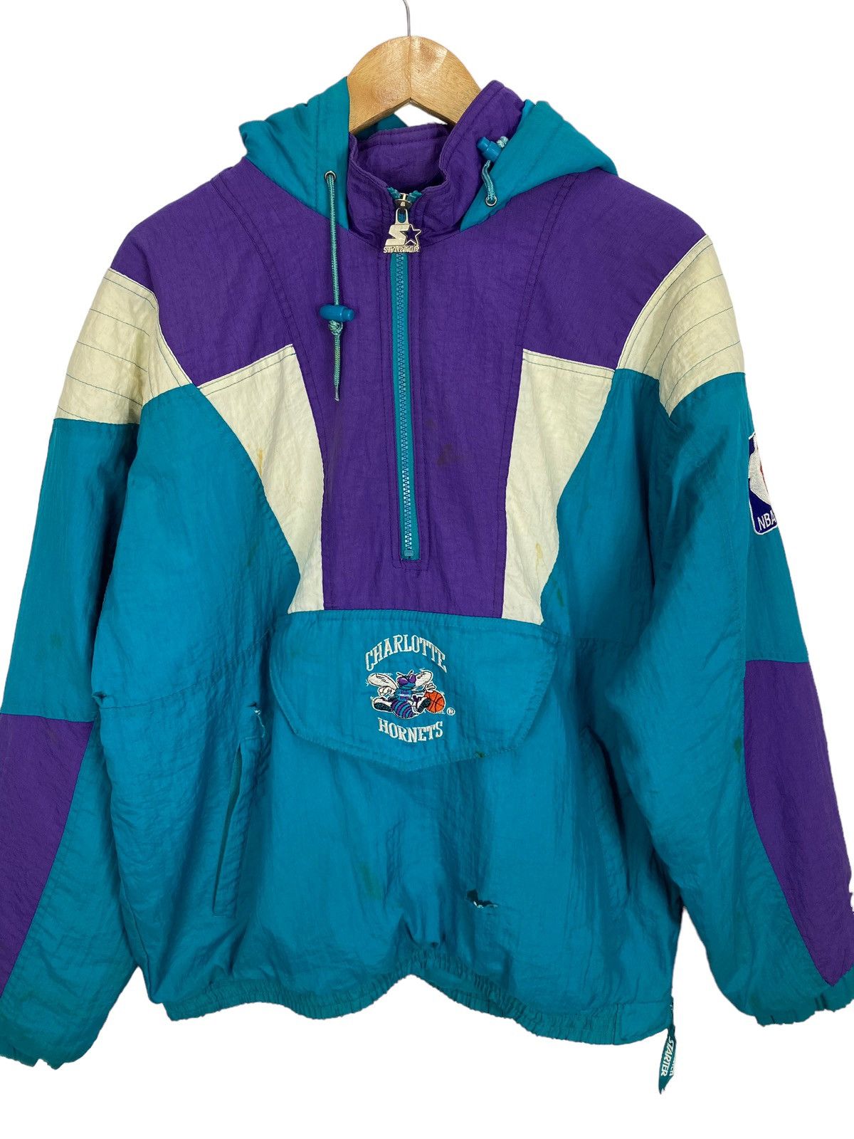 NBA Vintage charlotte hornets starter hoodie jacket Size US M / EU 48-50 / 2 - 9 Thumbnail