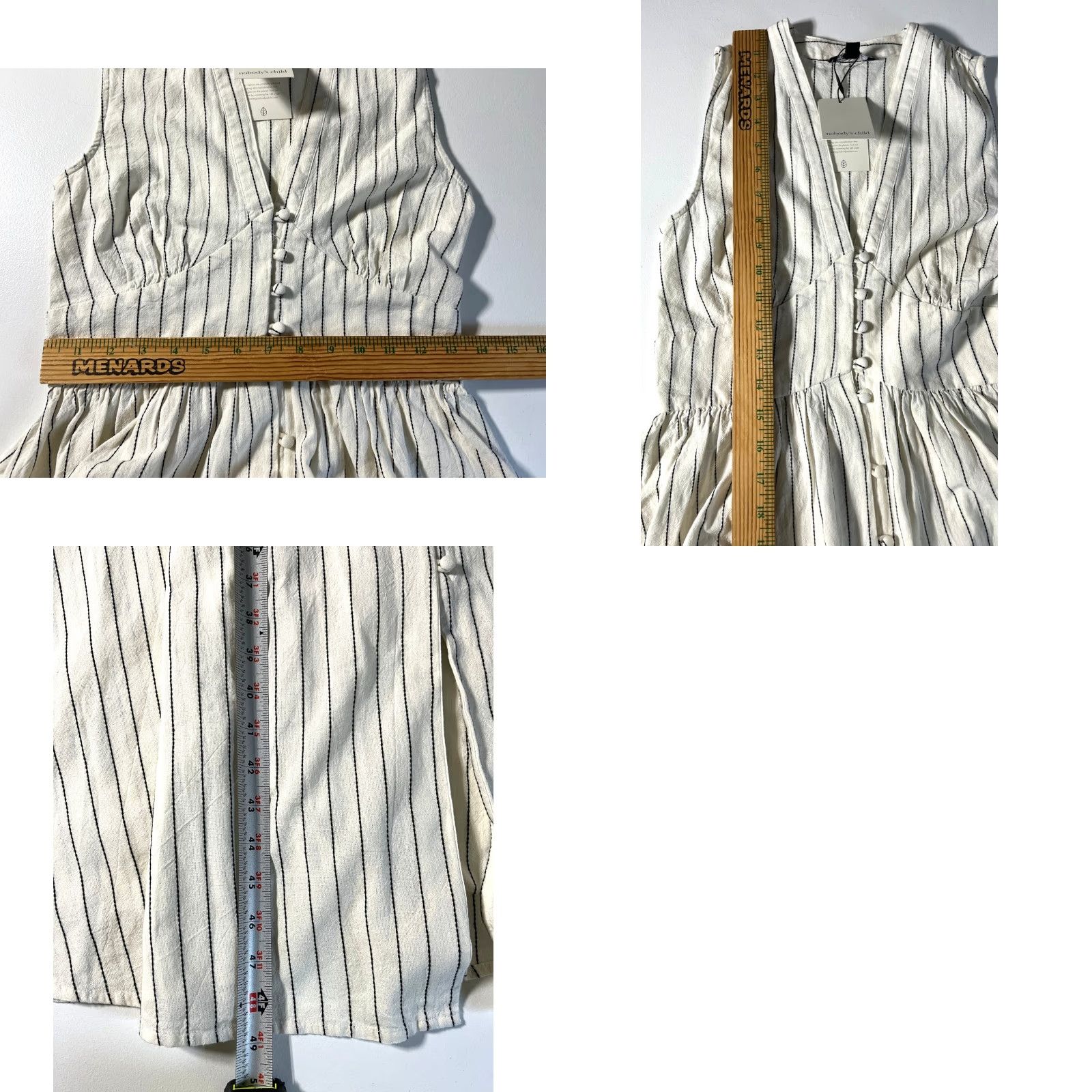 Vintage Nobody's Child Starlight Midi Dress Sleeveless Cream Pinstripe NWT US 0 Women/Adult Slender A-Line Pockets V-Neck Casual Midi Dress Size XS / US 0-2 / IT 36-38 - 11 Thumbnail