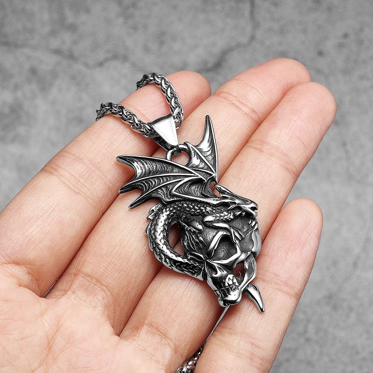 Other Dragon Skull Gun Pendant Accessories Necklace Gifts For Him Size ONE SIZE - 1 Thumbnail