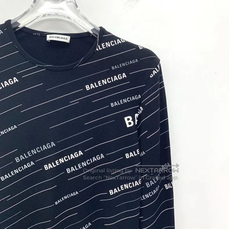 Balenciaga Balenciaga Black Line Logo Letter Print Long Sleeve Knit T Size US M / EU 48-50 / 2 - 3 Thumbnail