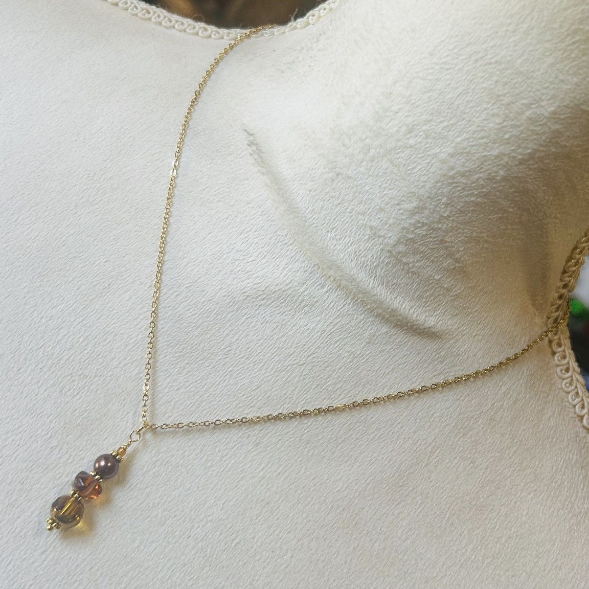 Handmade Handcrafted di-cut glass Czech glass pearl amber chip set Size ONE SIZE - 4 Thumbnail