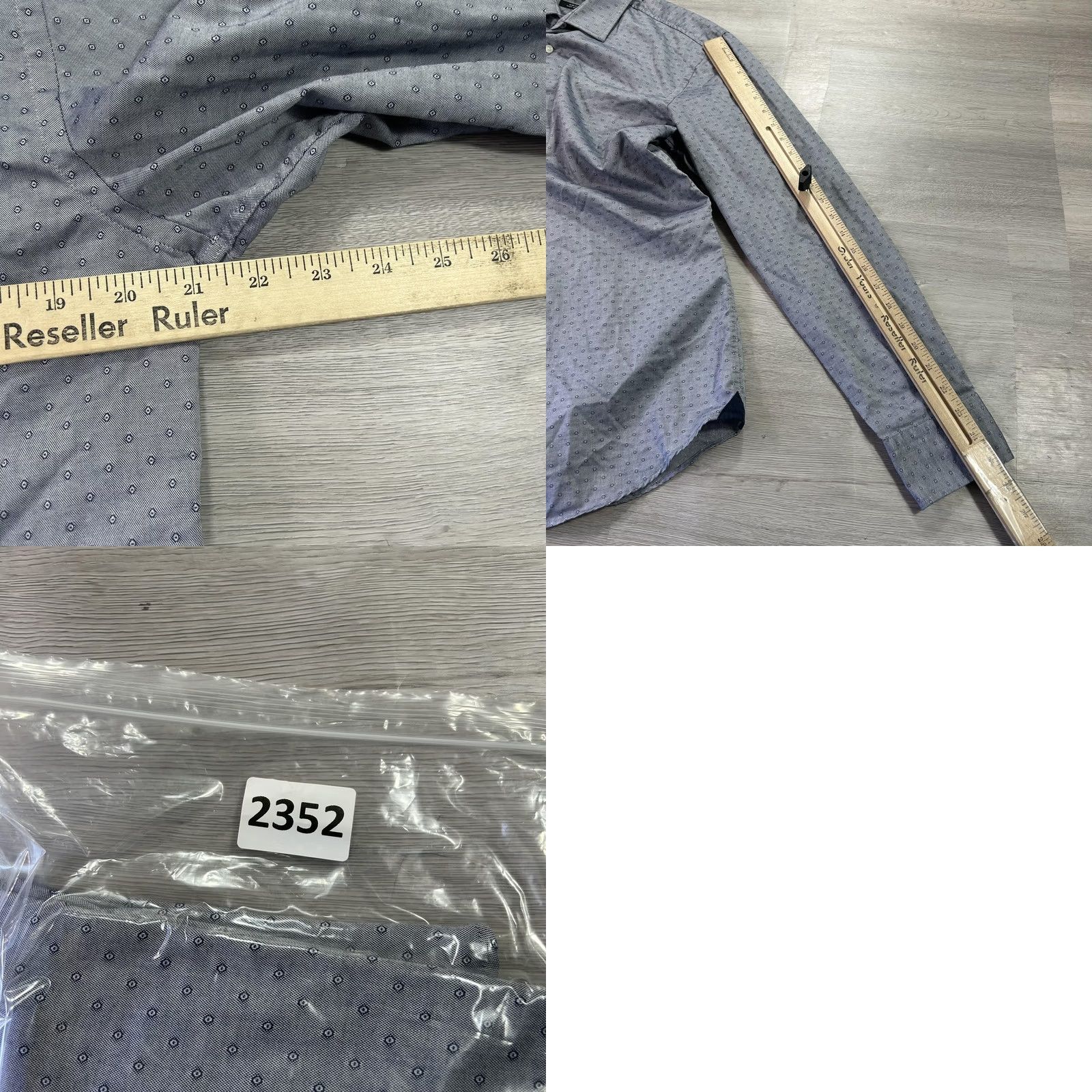 Hugo Boss HUGO BOSS Dress Shirt Mens 16 Slim Geometric Blue Easy Iron 34/35 Cotton Shirt Mens 16 neck sleeve Geometric Pattern Business Size 42R - 8 Thumbnail