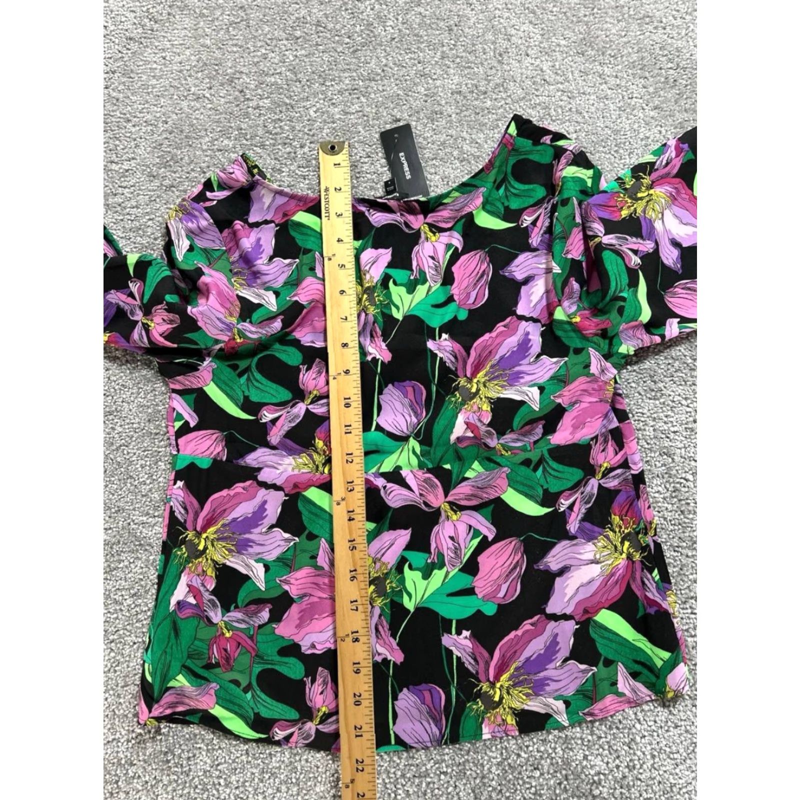 Express Express Blouse Top Womens Small Multicolor Stretch Floral Tie Front V Neck New Size S / US 4 / IT 40 - 6 Thumbnail