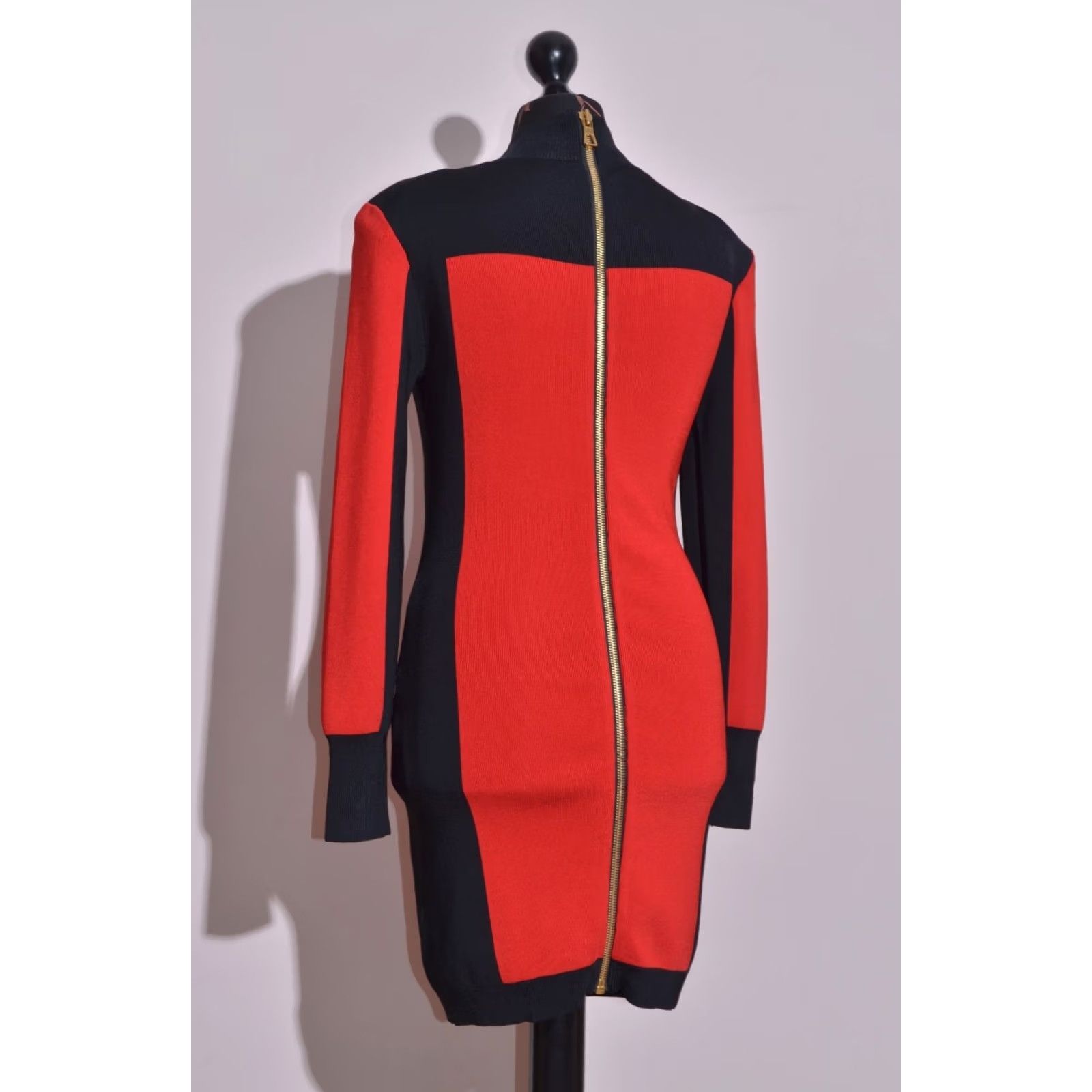 Balmain Balmain x H&M Dress Bodycon Knit Black Long Sleeve High Neck Zip Sz 38 Womens Size S / US 4 / IT 40 - 5 Thumbnail