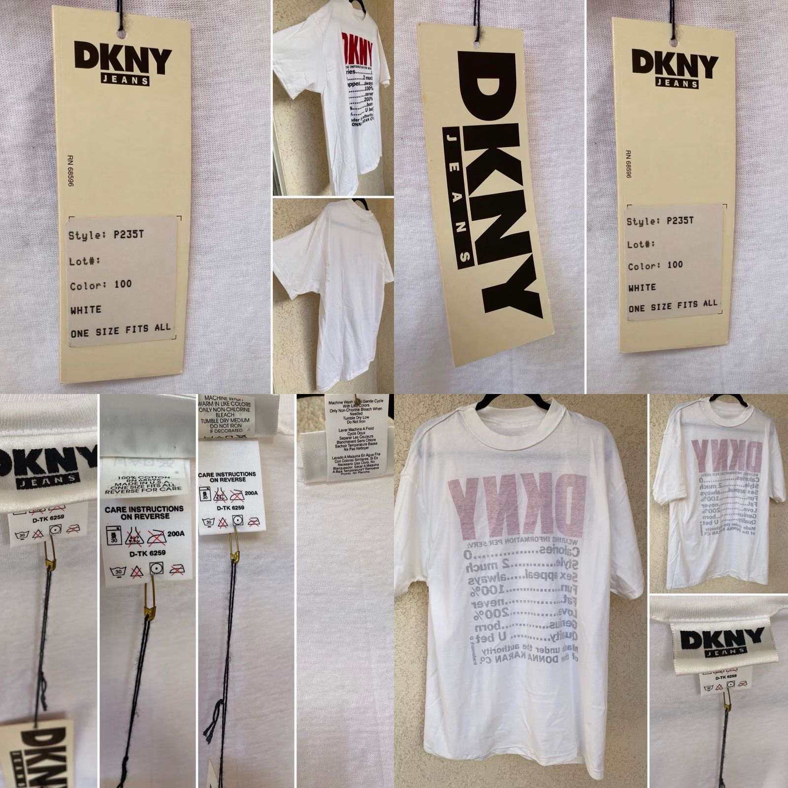 DKNY VINTAGE DKNY T-Shirt Unisex Adults White Red One Size T-Shirt Logo Graphic Print USA 90s Y2K Shirt Size US M / EU 48-50 / 2 - 9 Thumbnail