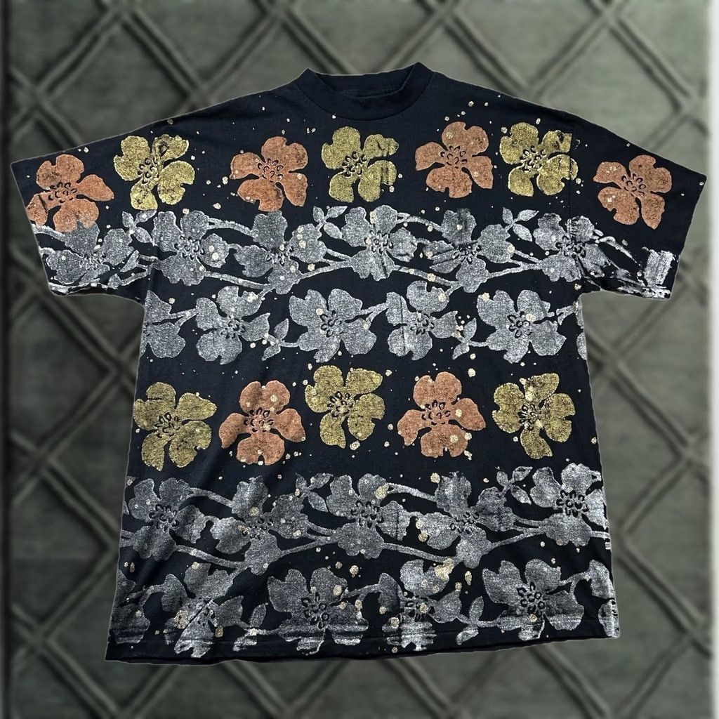 Vintage VINTAGE EZL Shirt Mens XL All Over Print Hand Painted Floral USA Single Stitch Shirt XL Black 90s Hip Hop Rap Mens Size US XL / EU 56 / 4 - 1 Thumbnail