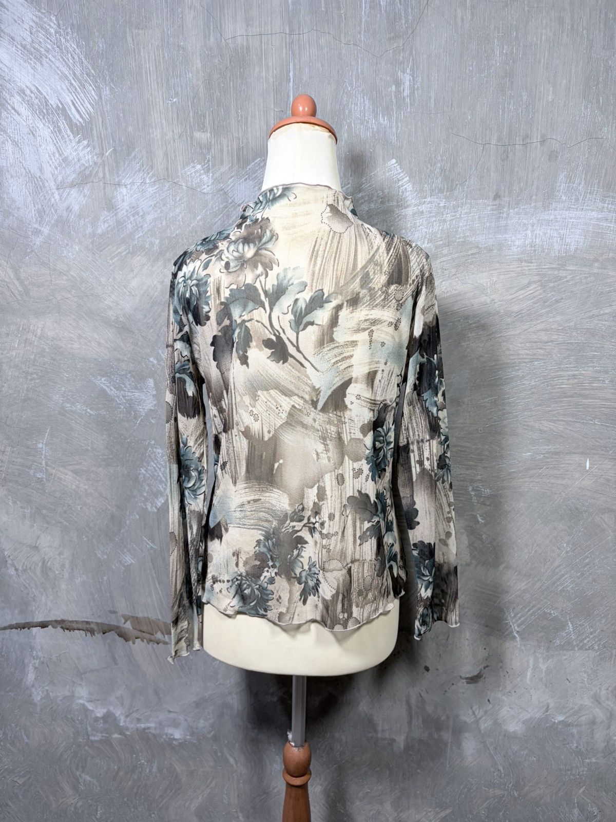 Japanese Brand Y2K Unknown Japanese Flower Pattern Mesh Tops Size M / US 6-8 / IT 42-44 - 5 Thumbnail