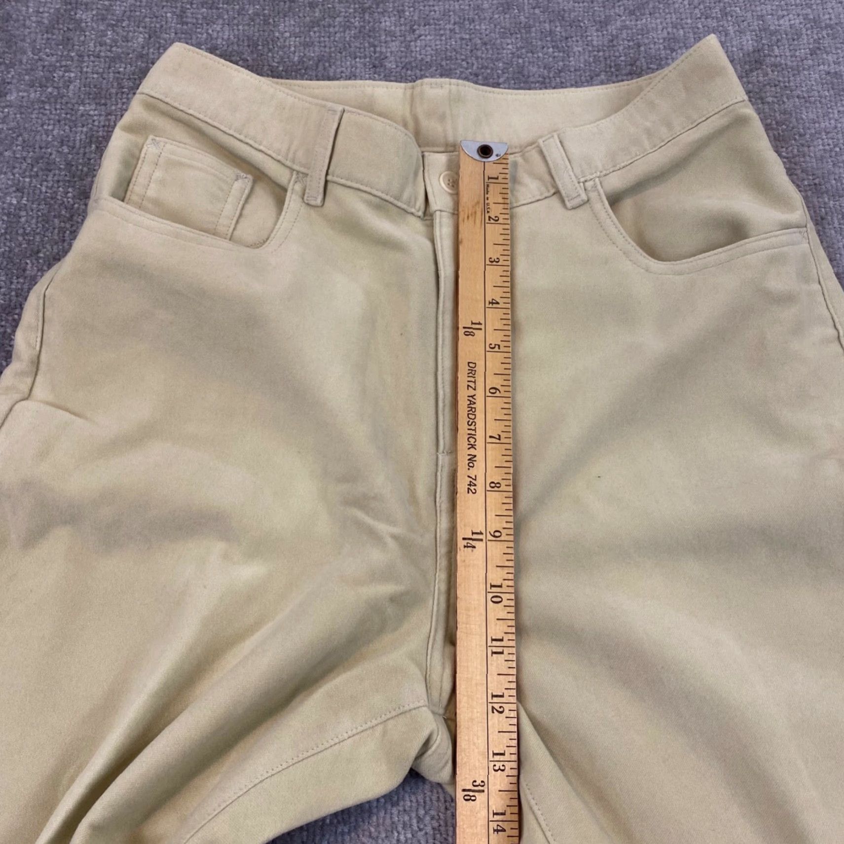 Vintage J. Peterman Pants Womens 28W 31.5L Light Yellow Pleated Chino Fuzzy, Regular, Button Zip, Cotton, Tapered, 10, Jacket? Size 32" / US 10 / IT 46 - 6 Thumbnail