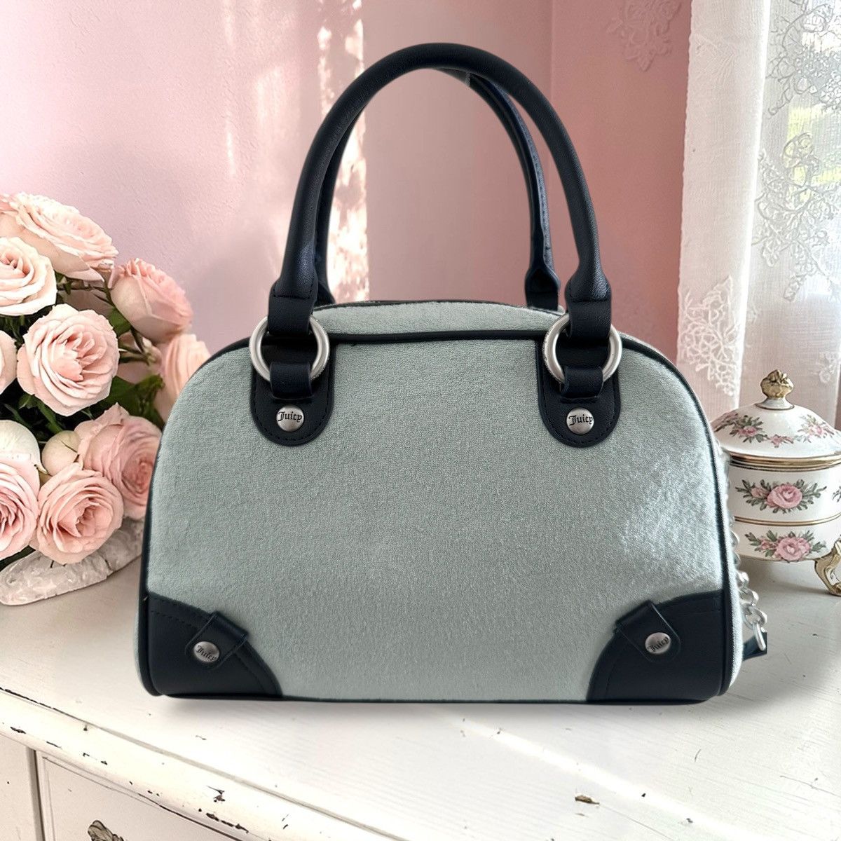 Juicy Couture Juicy Couture Blue Lovers Club Bowler Bag Satchel Crossbody Size ONE SIZE - 4 Thumbnail