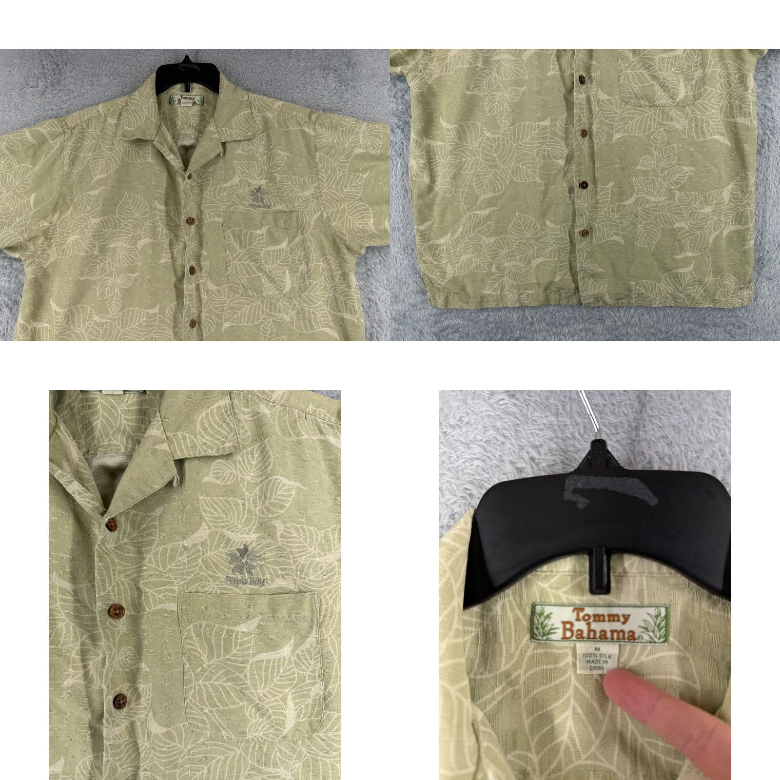 Tommy Bahama Tommy Bahama Shirt Men Medium Green Floral Leaf Pattern 100% Silk Hawaiian Beach Size US M / EU 48-50 / 2 - 8 Thumbnail