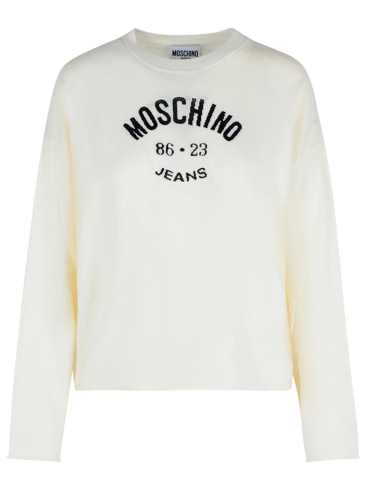 Moschino MOSCHINO JEANS Ivory Virgin Wool Sweater Size L / US 10 / IT 46 - 1 Thumbnail
