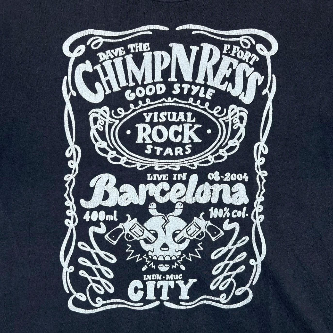 Fruit Of The Loom VINTAGE ROCKAWAY "Visual Rock Stars" Spellout Graphic Faded Black T-Shirt Large Mens Shirt Graphic print to front 90s style/Concert style Shirt Mens Size US L / EU 52-54 / 3 - 2 Thumbnail