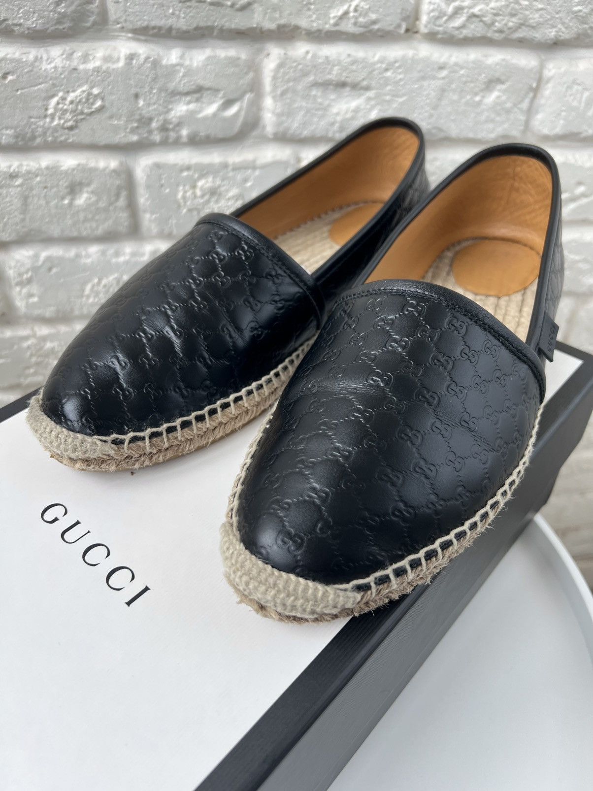 Gucci Gucci GG Monogram Black Leather Espadrilles Shoes Size US 8 / EU 41 - 5 Thumbnail