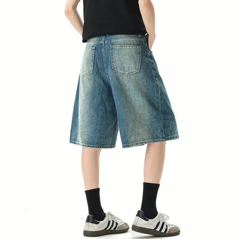 Jean Casual Contrast Denim Shorts Men Wide Leg 2025 Size US 34 / EU 50 - 2 Thumbnail