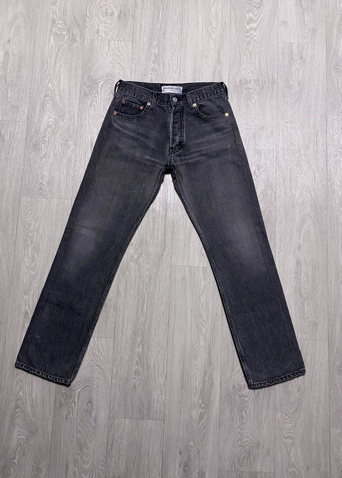 Unisex Balenciaga FW’17 Archetype Graphite Black Denim Jeans