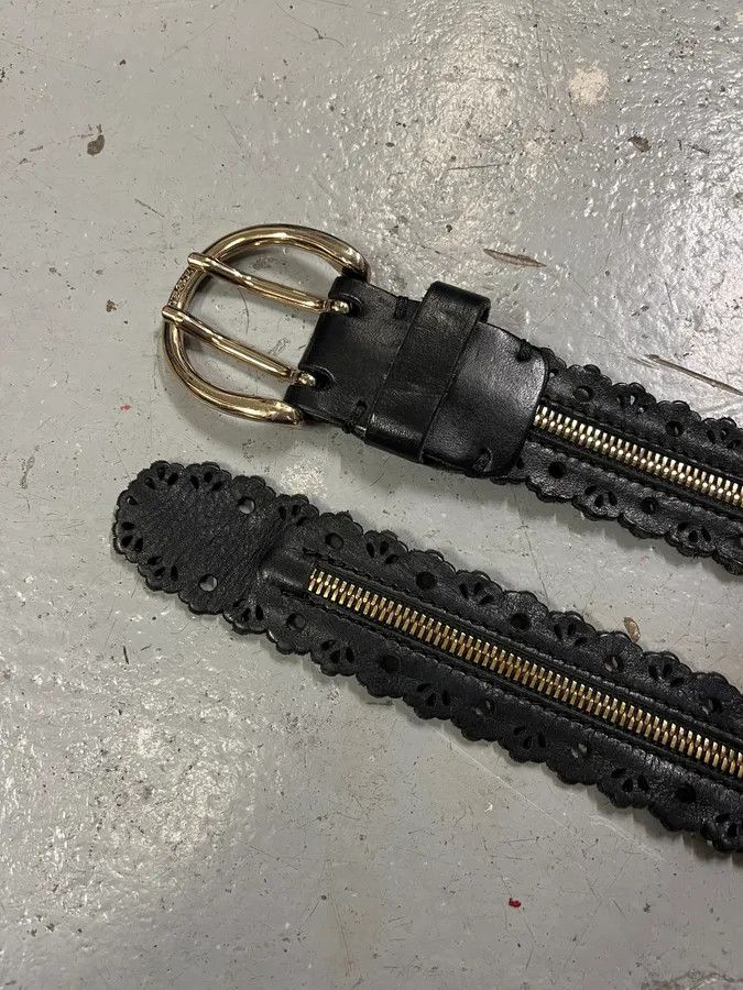Designer × Diesel × Vintage Diesel Full Zip Black Leather Belt Size ONE SIZE - 5 Thumbnail