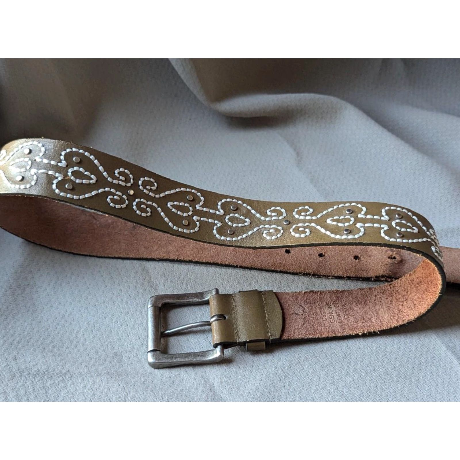 Vintage VINTAGE western belt Men 32 brown leather studded rodeo COWBOY 90s theme Harley America belt Size 32 Mens Size 32 - 4 Thumbnail