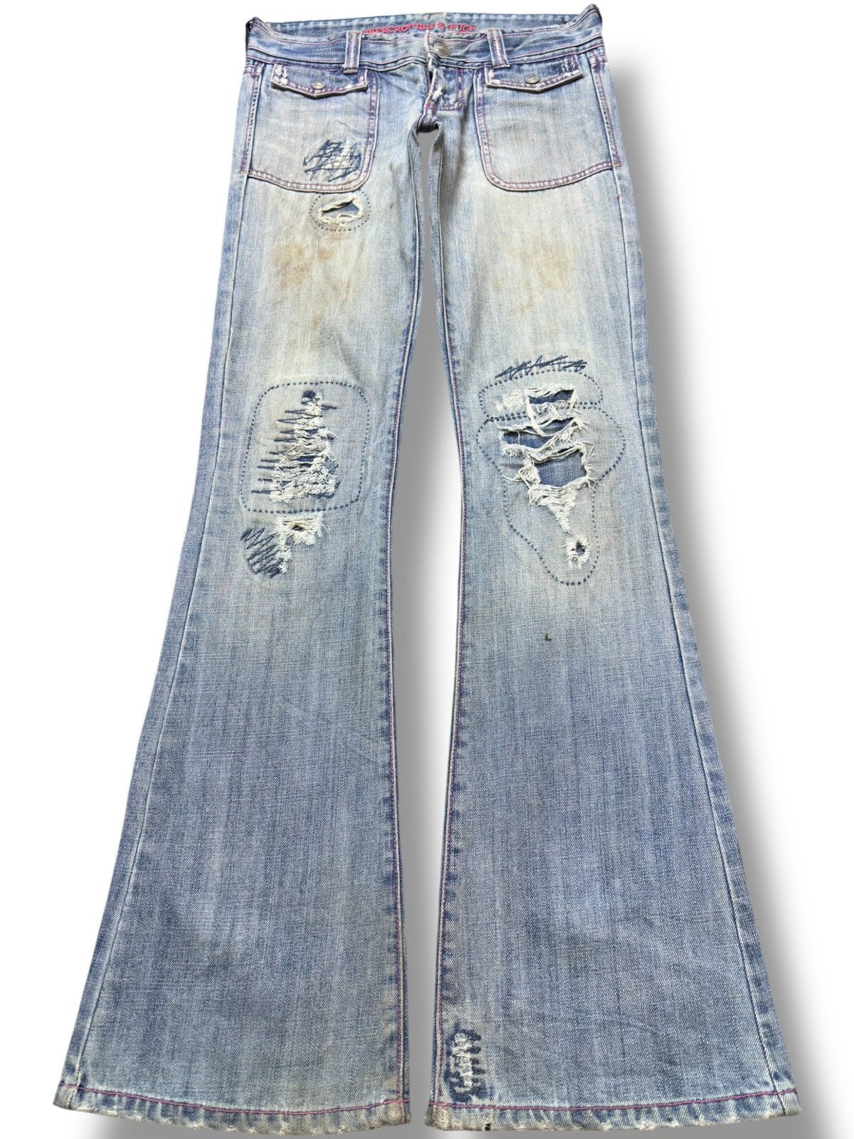 Abercrombie & Fitch Vintage Abercombie&Fitch Flare Bootcut Faded Grunge Denim Size US 29 - 1 Thumbnail