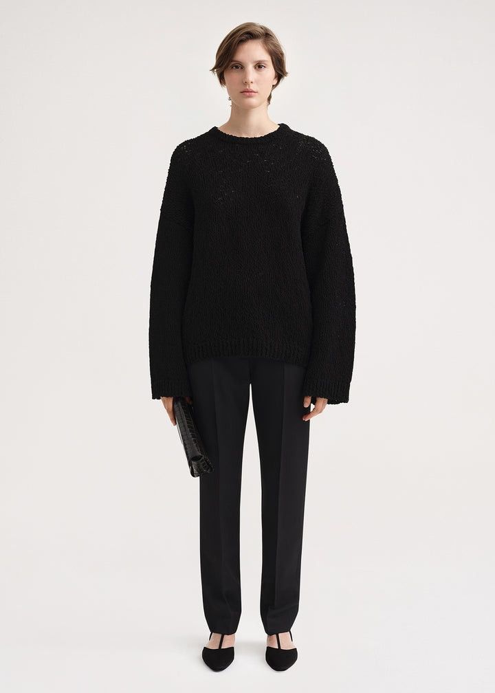 Toteme o1mle0525 Textured Cotton Sweater in Black Size M / US 6-8 / IT 42-44 - 2 Thumbnail