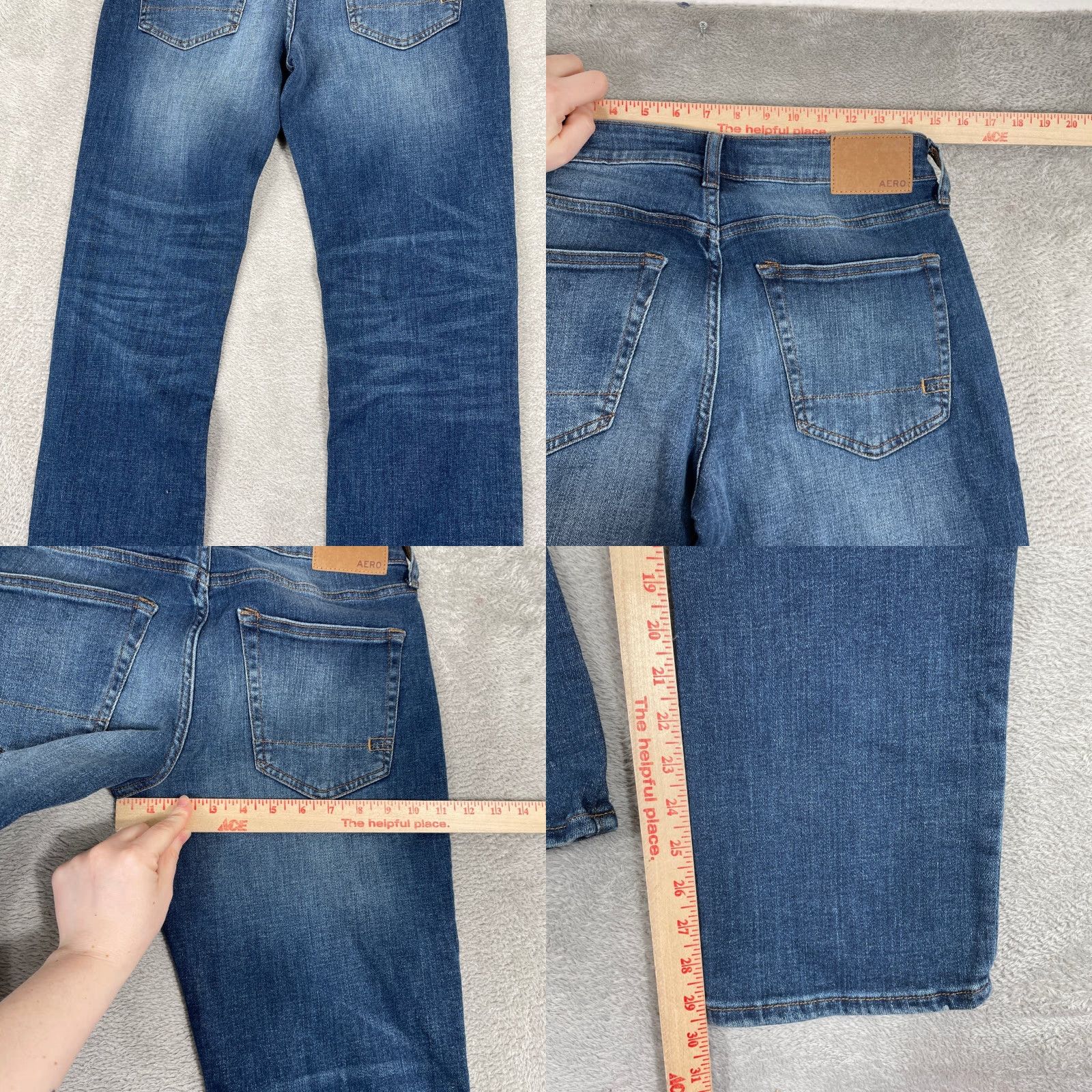 Aeropostale AeroPOSTALE Jeans Straight Leg Mens 28x30 Denim Blue Dark Wash Skater Stretch Five Pocket Regular Rise Mid Vintage: No Size US 28 / EU 44 - 8 Thumbnail