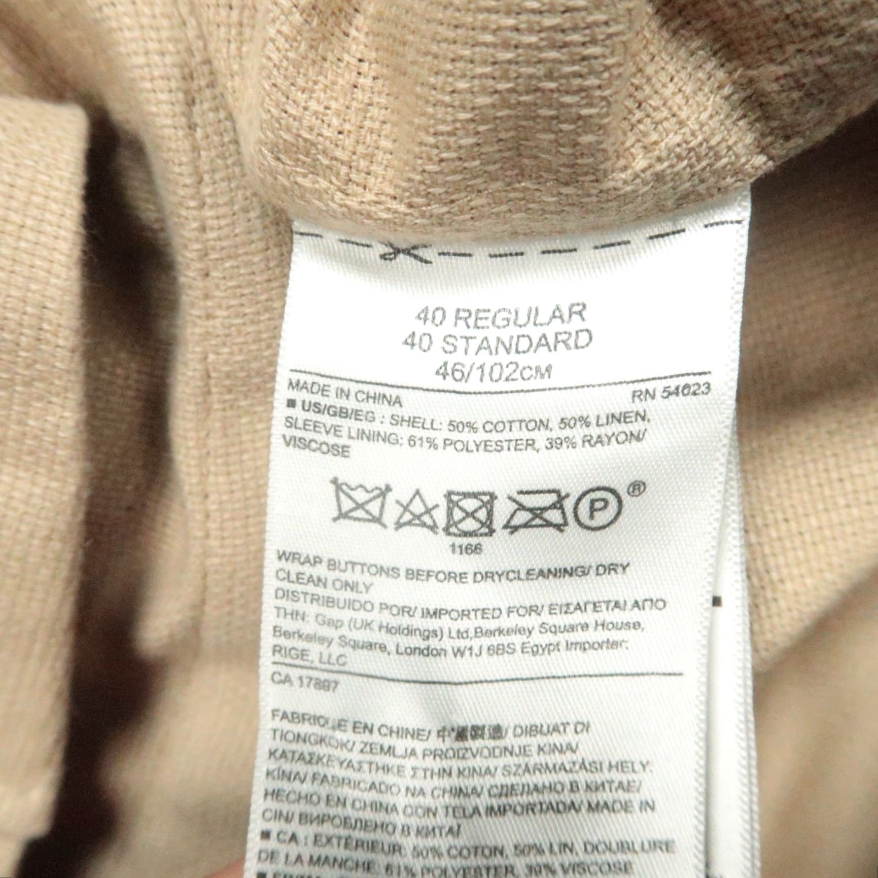 Banana Republic Banana Republic Blazer Men 40R Khaki Tan Cotton Linen Slim Fit Single-Breasted 2 Button Notch 40 in Chest Regular Vintage: No Womens Mens Girls etc Size 40R - 5 Thumbnail