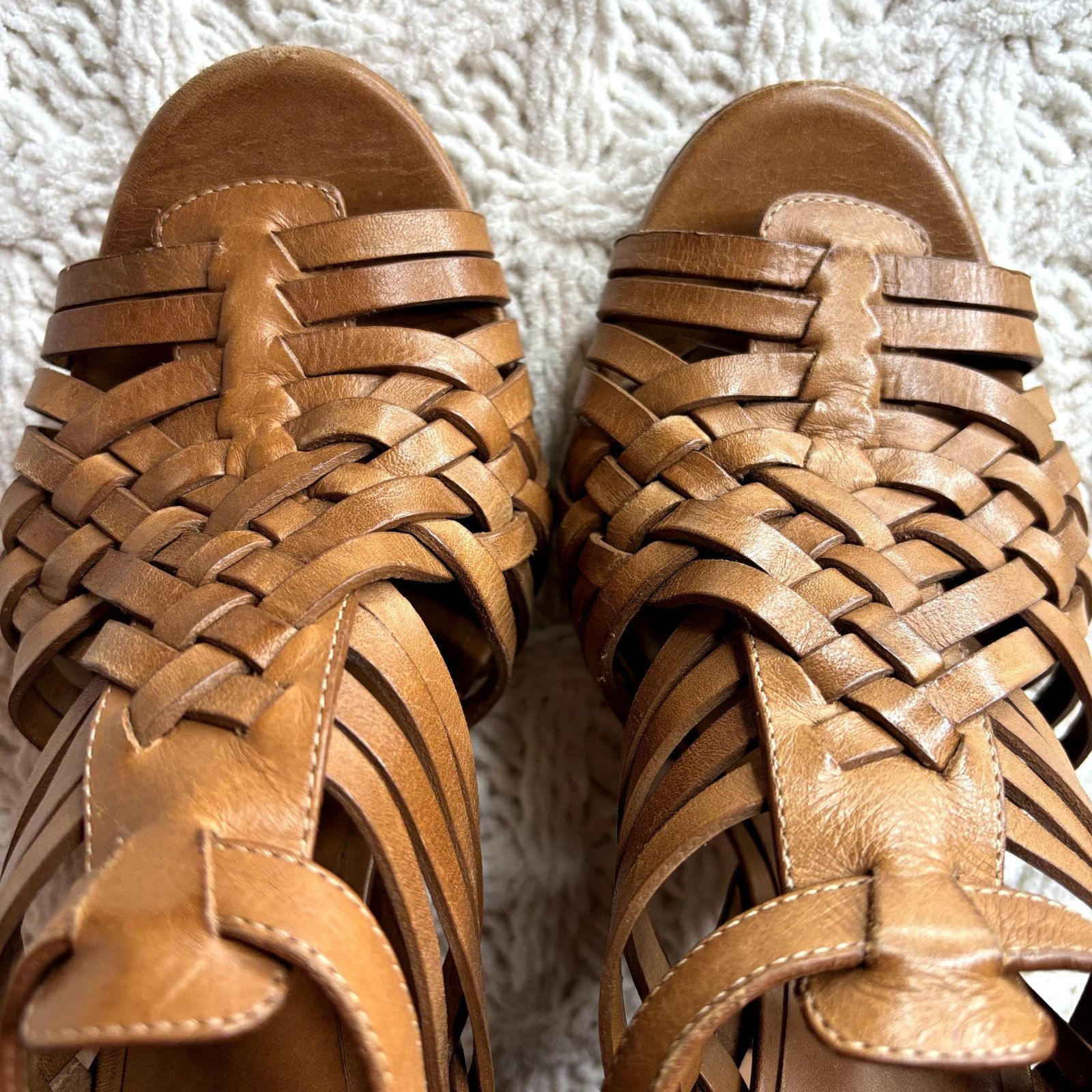 Tory Burch Tory Burch Nadia Huarache Sandals Women's Size 9 M Tan Leath Size US 9 / IT 39 - 9 Thumbnail