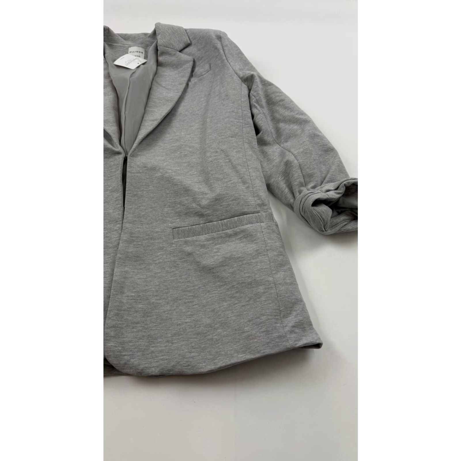 Vintage Ellison Blazer Womens Medium Gray Barefoot Collage Soft Knit Jacket Work Office Size M / US 6-8 / IT 42-44 - 2 Thumbnail