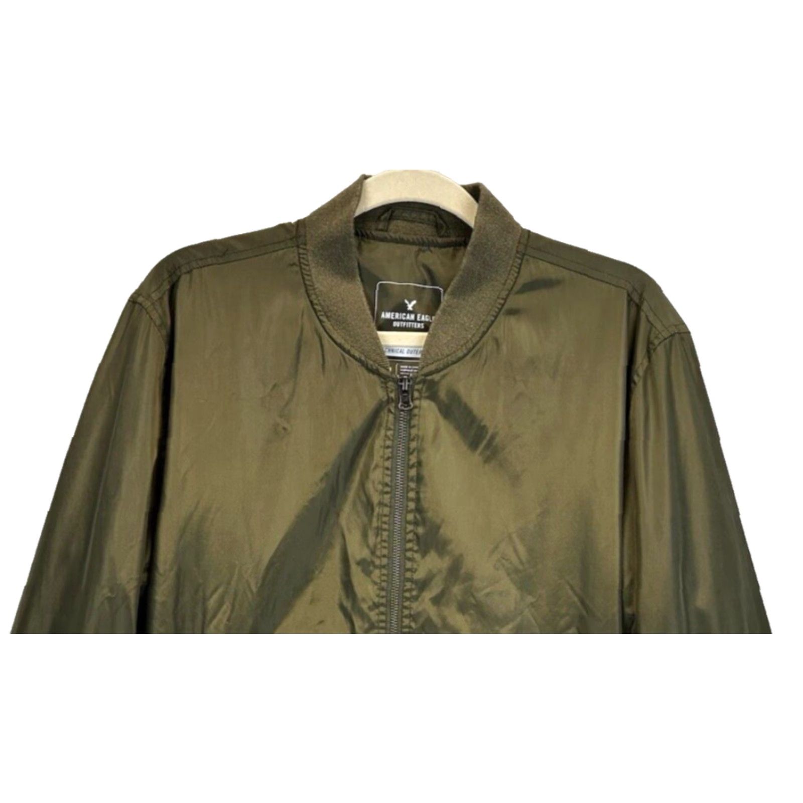 American Eagle Outfitters American Eagle Outfitters Men’s LT Olive Green Bomber Jacket Technical Outerwear Size US L / EU 52-54 / 3 - 3 Thumbnail