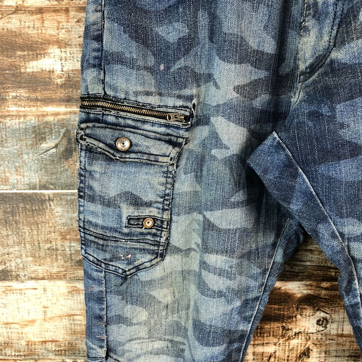 Japanese Brand Z Dragon camo Blue Distressed Denim vintage Pants #A2167 Size US 33 - 9 Thumbnail