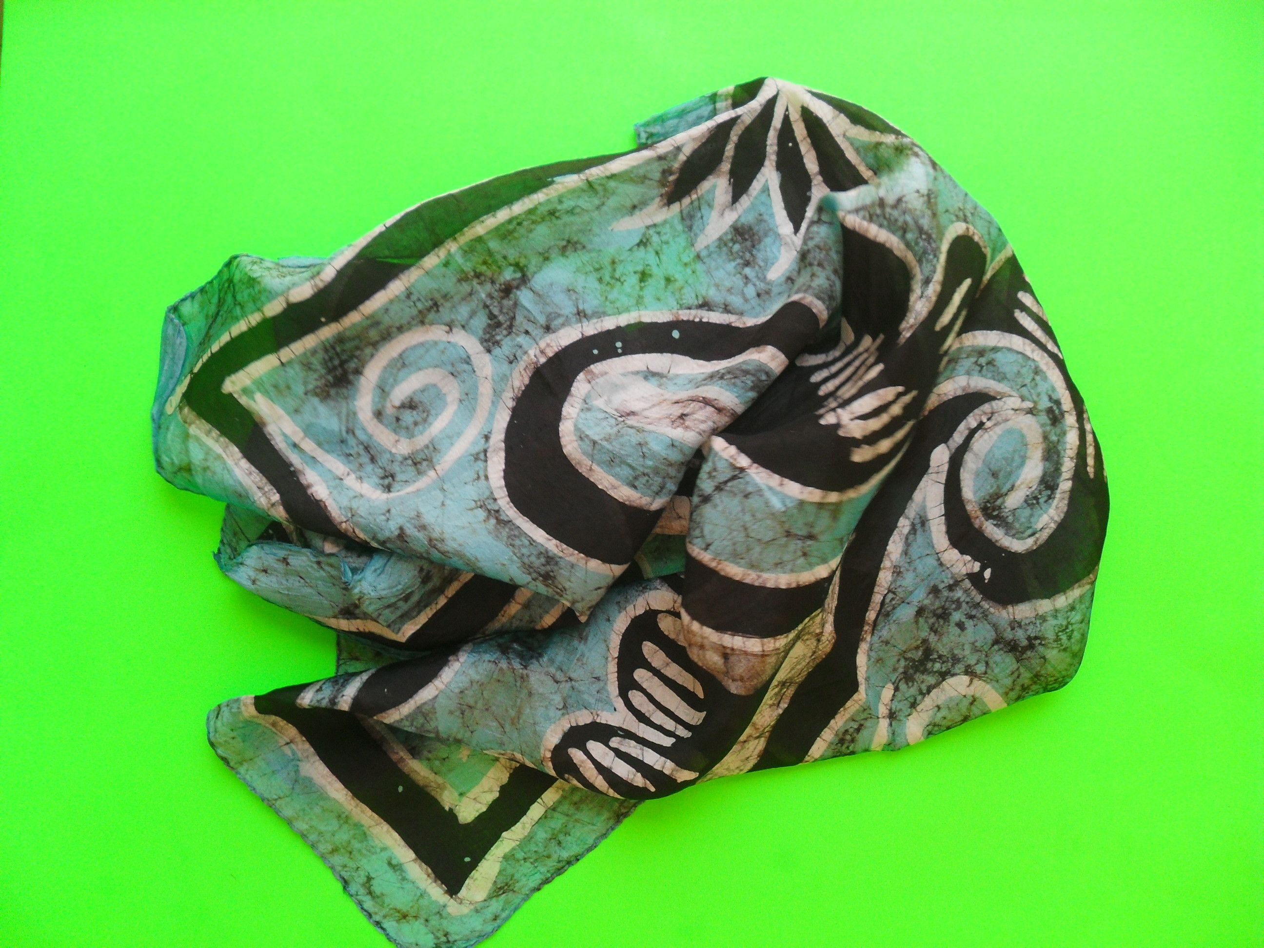 Other 100% Silk scarf, handmade on the theme of Plastic Art. Size ONE SIZE - 7 Thumbnail