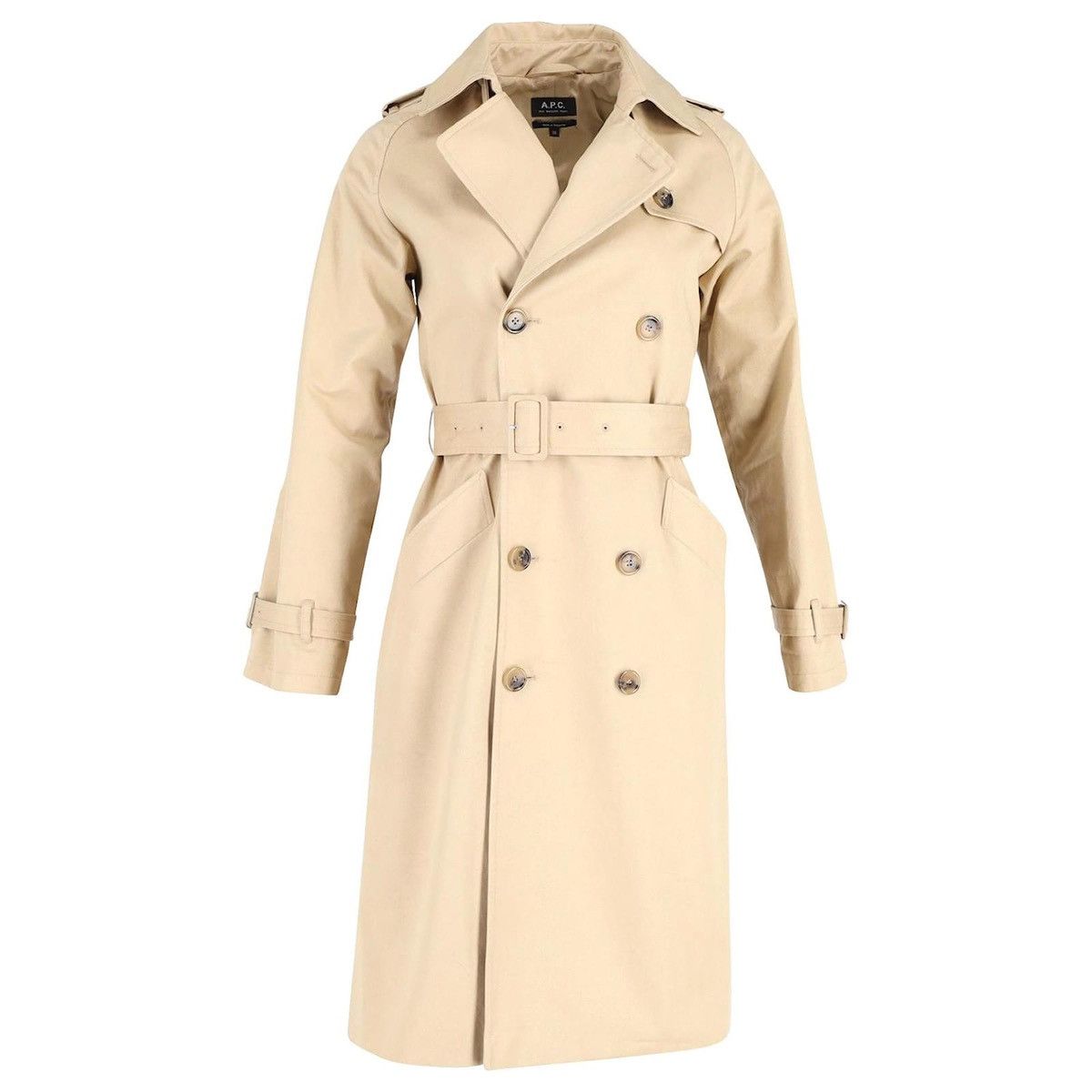 A.P.C. × Vintage APC Tan Trench Coat Womens Jacket Belted Beige Size XS / US 0-2 / IT 36-38 - 3 Thumbnail