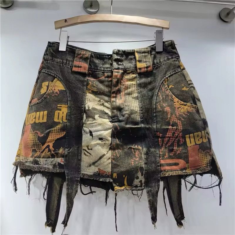 Other Retro Custom Vintage Patchwork Irregular Skirt Y2k Size 28" / US 6 / IT 42 - 2 Thumbnail