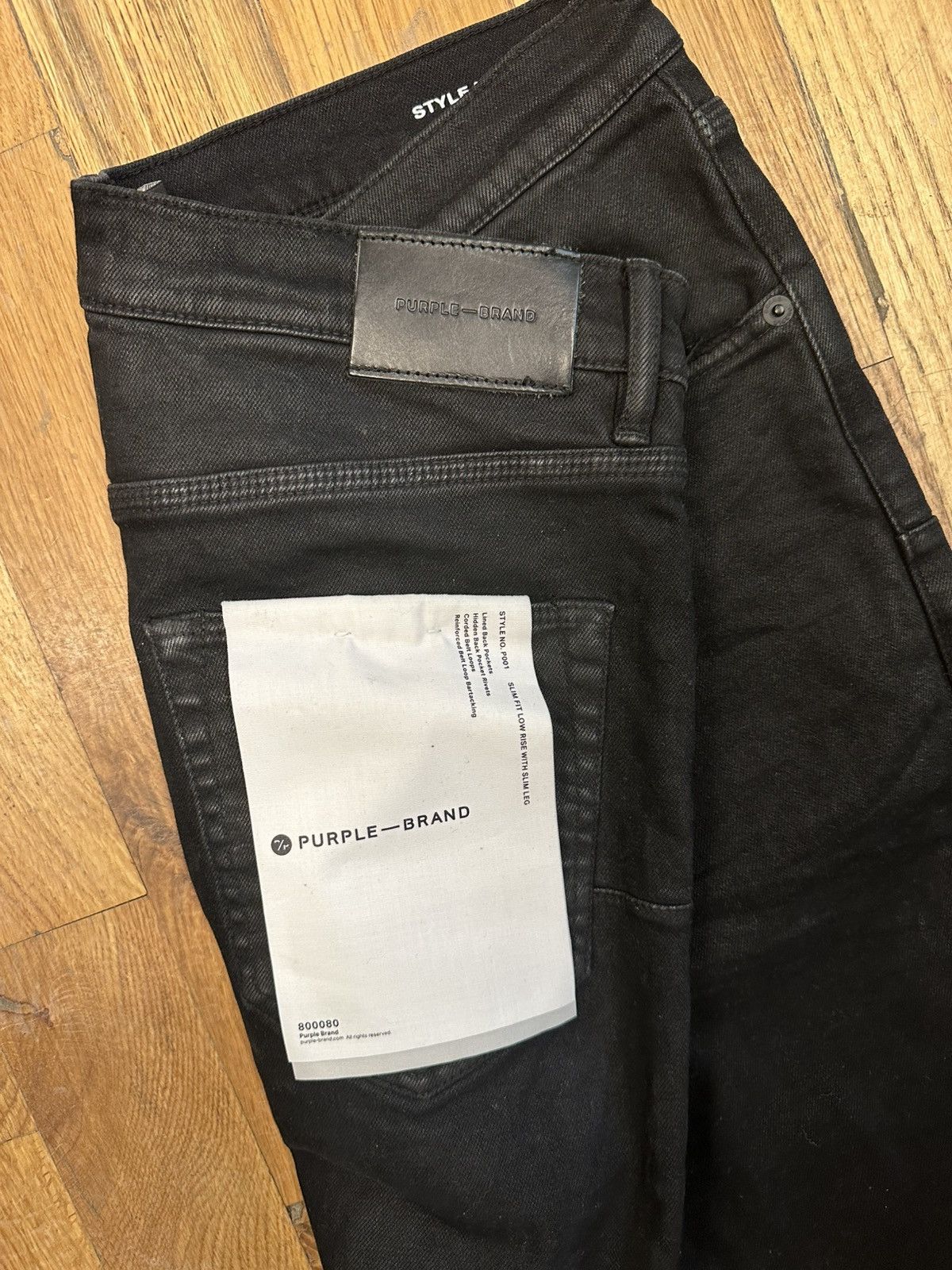 Purple Brand Purple Brand Plain Black Waxed Denim Jeans Size 33 Size US 33 - 4 Thumbnail
