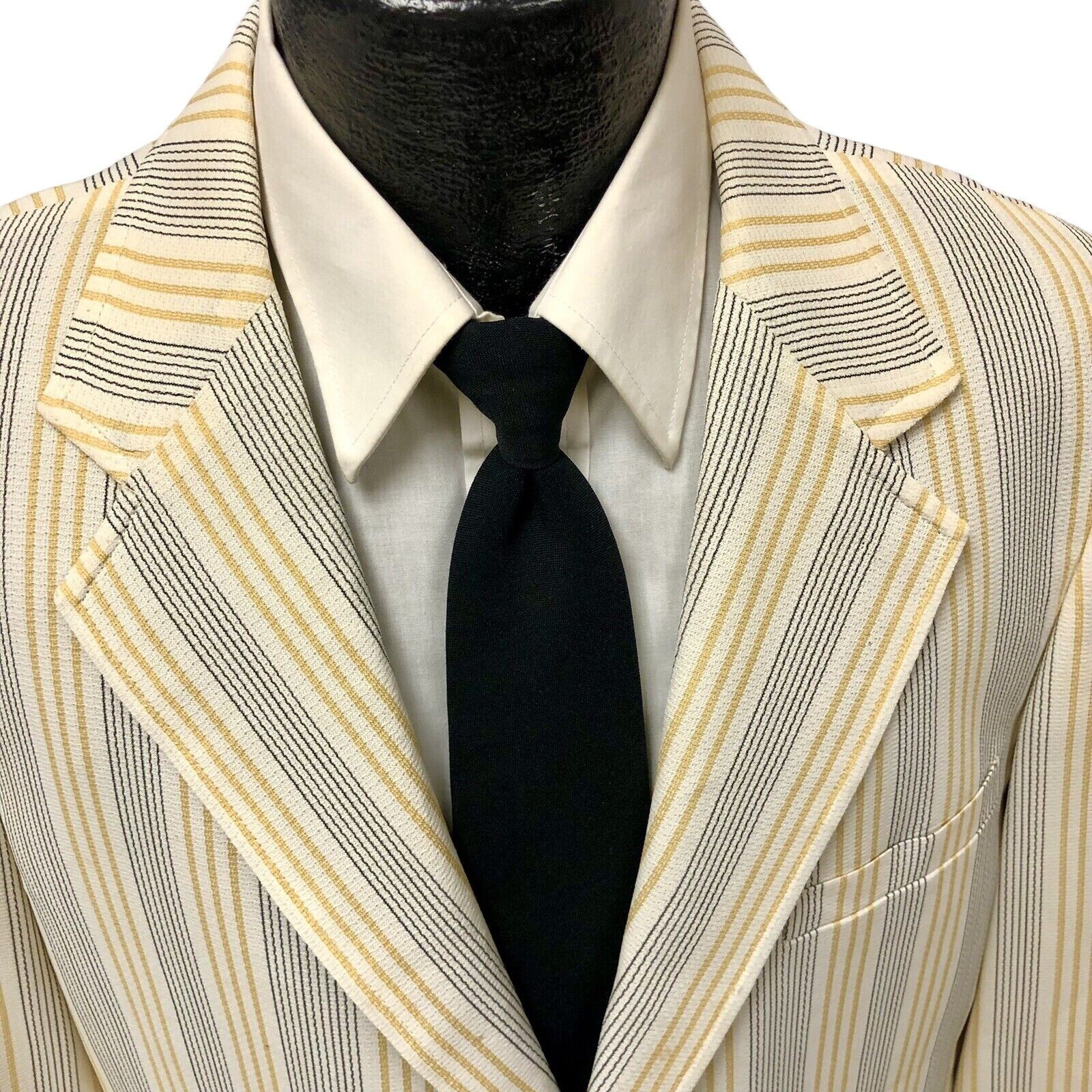 Other Vtg Harmony White Yellow Sport Coat TEXTURED STRIPE Jacket Size 42S - 2 Thumbnail
