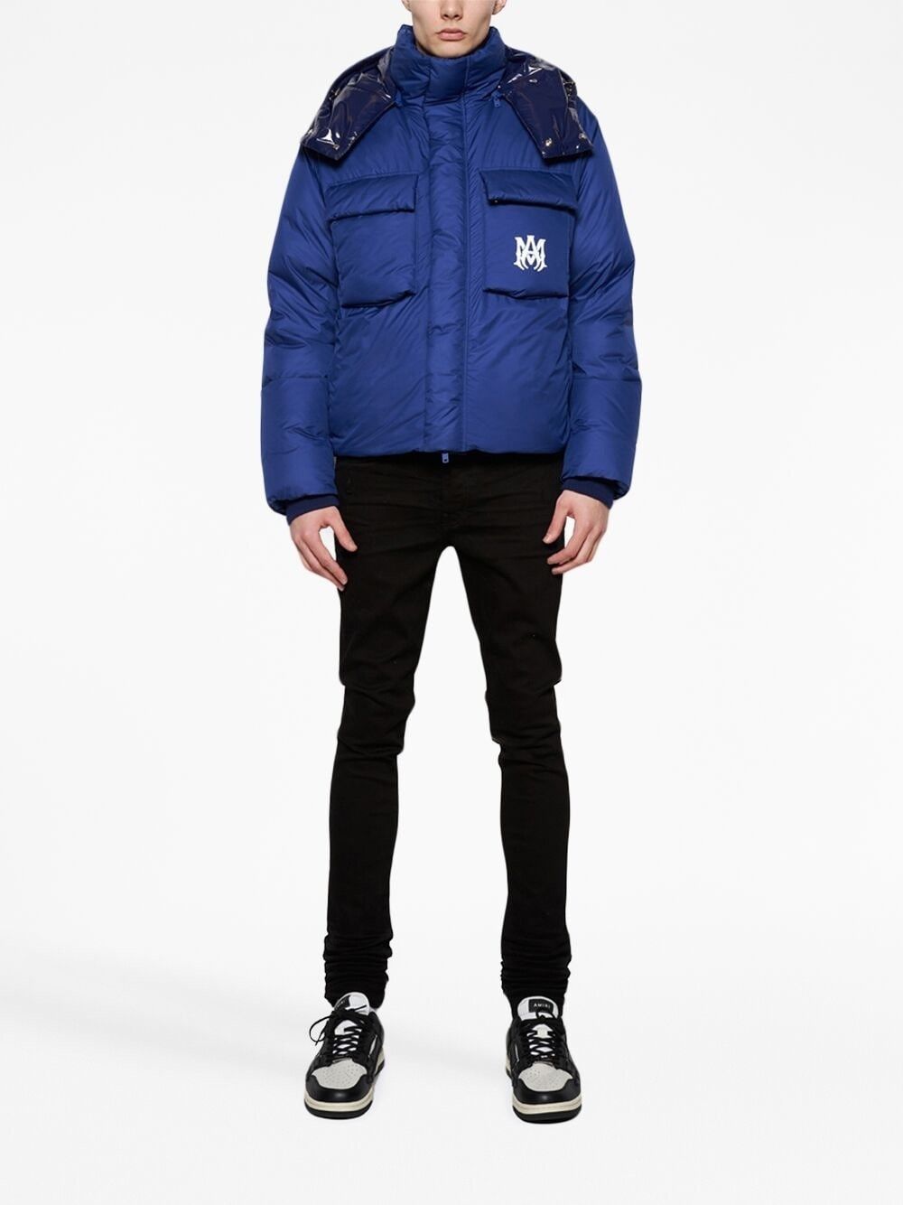 Amiri o1w1db10125 Logo-Embroidery Padded Jacket in Blue Size US M / EU 48-50 / 2 - 2 Thumbnail