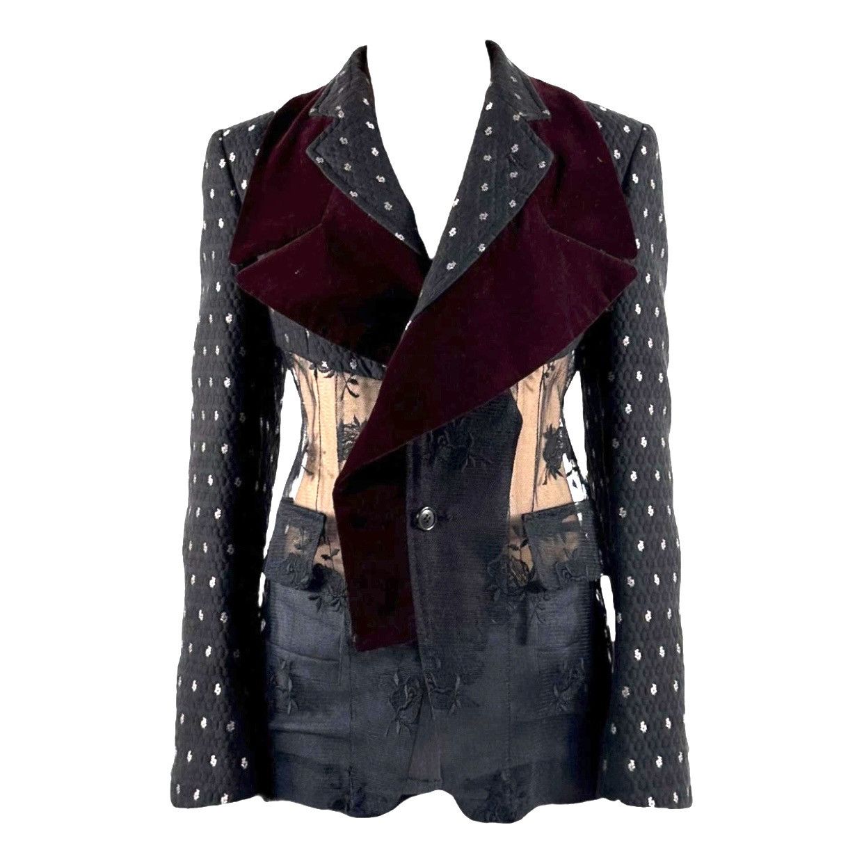 Comme des Garcons × Rei Kawakubo Comme des Garçon blazer with velvet and tulle inserts Size S / US 4 / IT 40 - 1 Thumbnail