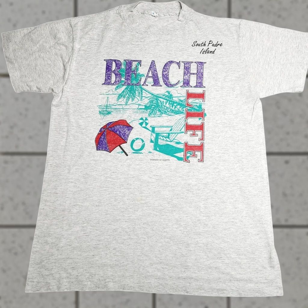 Sunray Sportswear VINTAGE San Padre Island Texas "Beach Life" T-Shirt Size Large USA 90's Men's Size US L / EU 52-54 / 3 - 1 Thumbnail