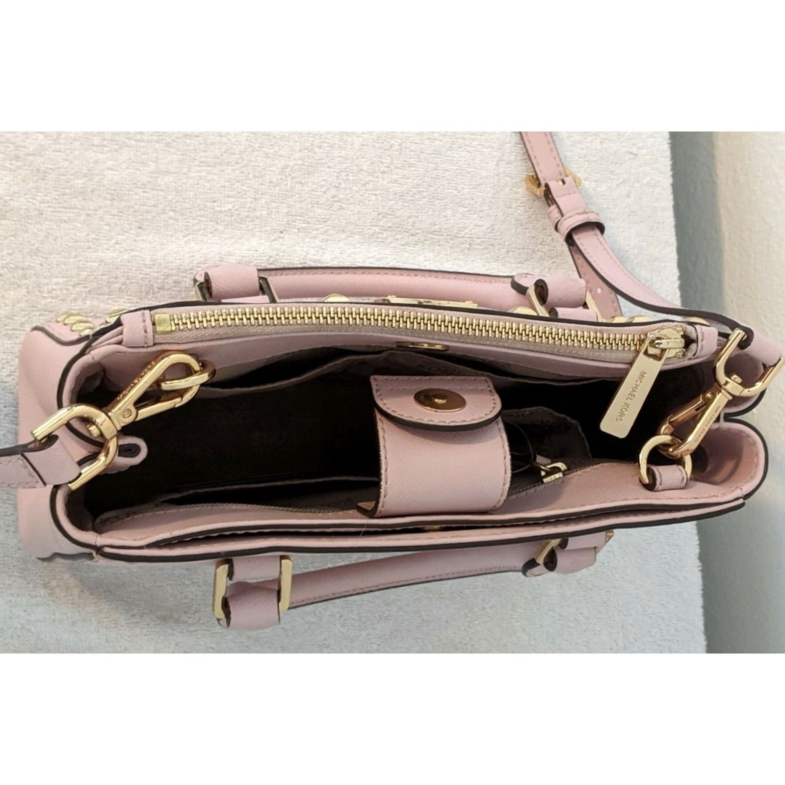 Michael Kors Michael Kors Satchel Bag Mini Saffiano Leather Studded Pink Purse Size ONE SIZE - 4 Thumbnail